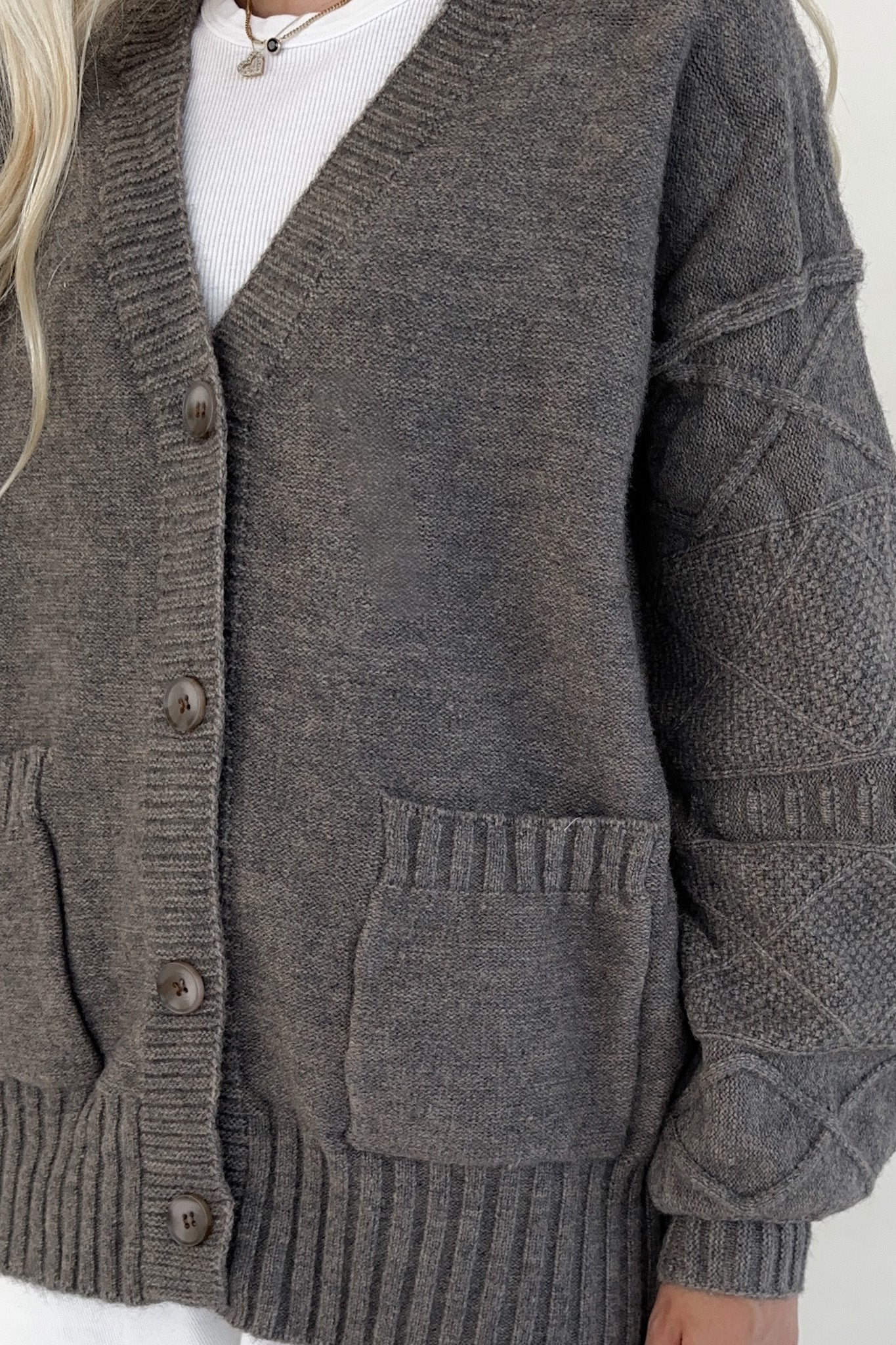 Brooks Textured Knit Button Up Cardigan - Neutral Ground