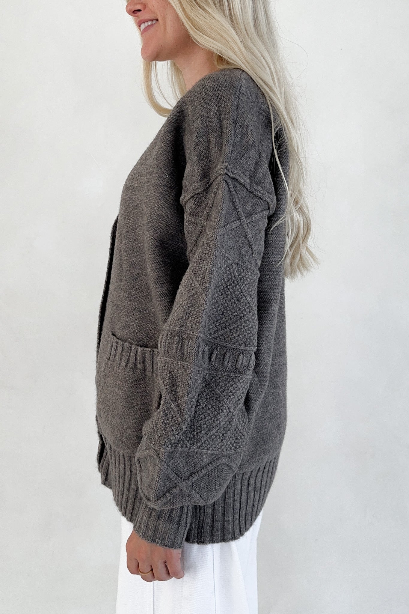 Brooks Textured Knit Button Up Cardigan - Neutral Ground