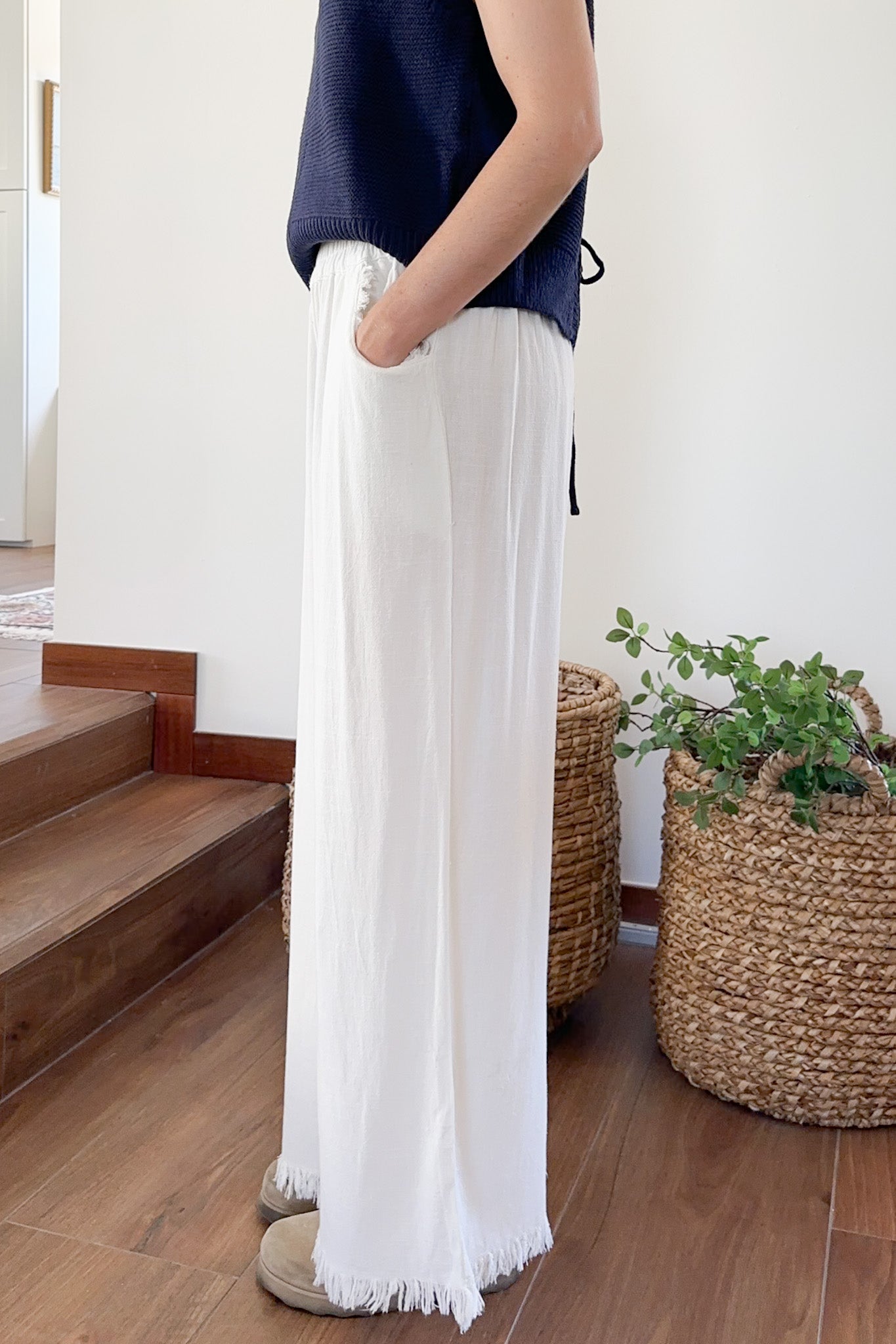 Cabana Linen Pant in White - Neutral Ground