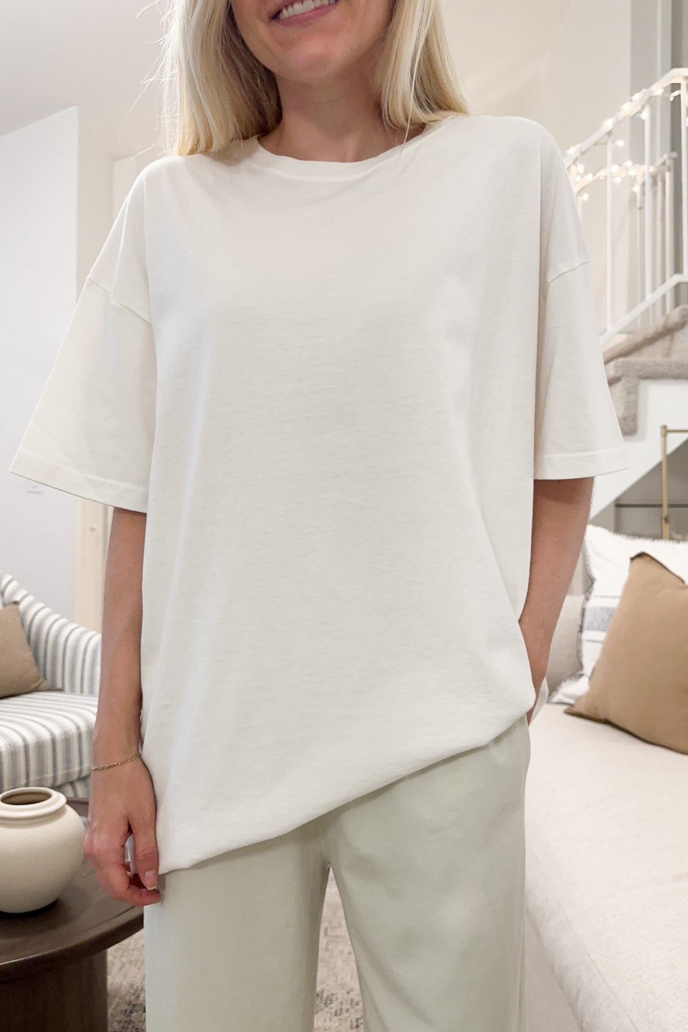 Cannon Organic Cotton Relaxed Flare Pants in Seafoam - Neutral Ground