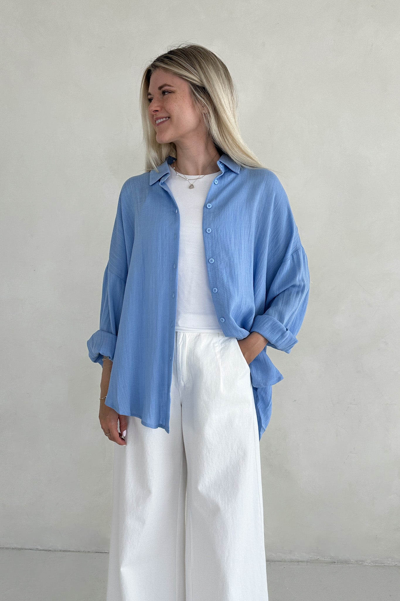 Cape Cod Woven Button Down Long Sleeve Shirt - Neutral Ground