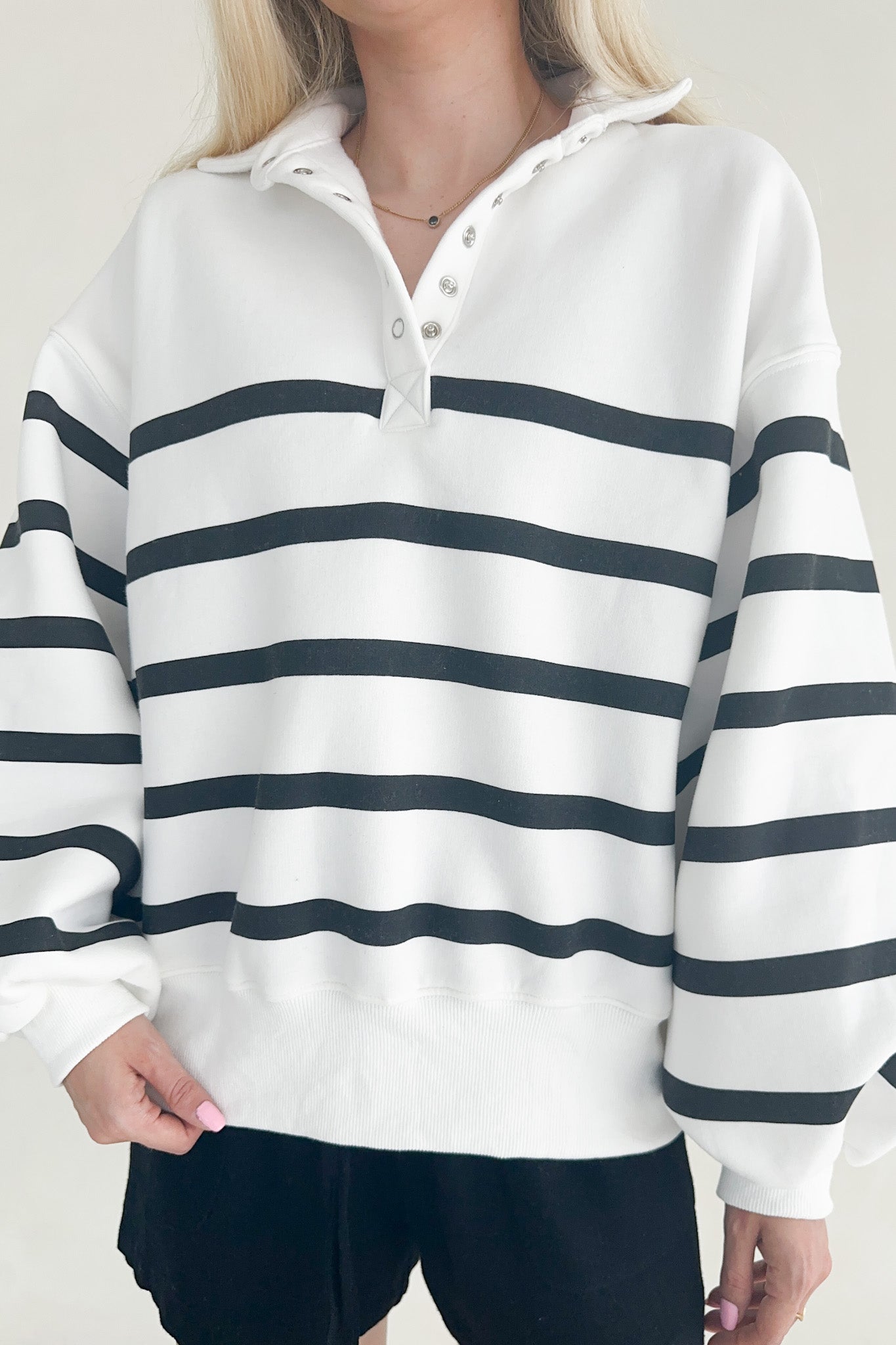 Capri Collared Sweatshirt in Black and White - Neutral Ground