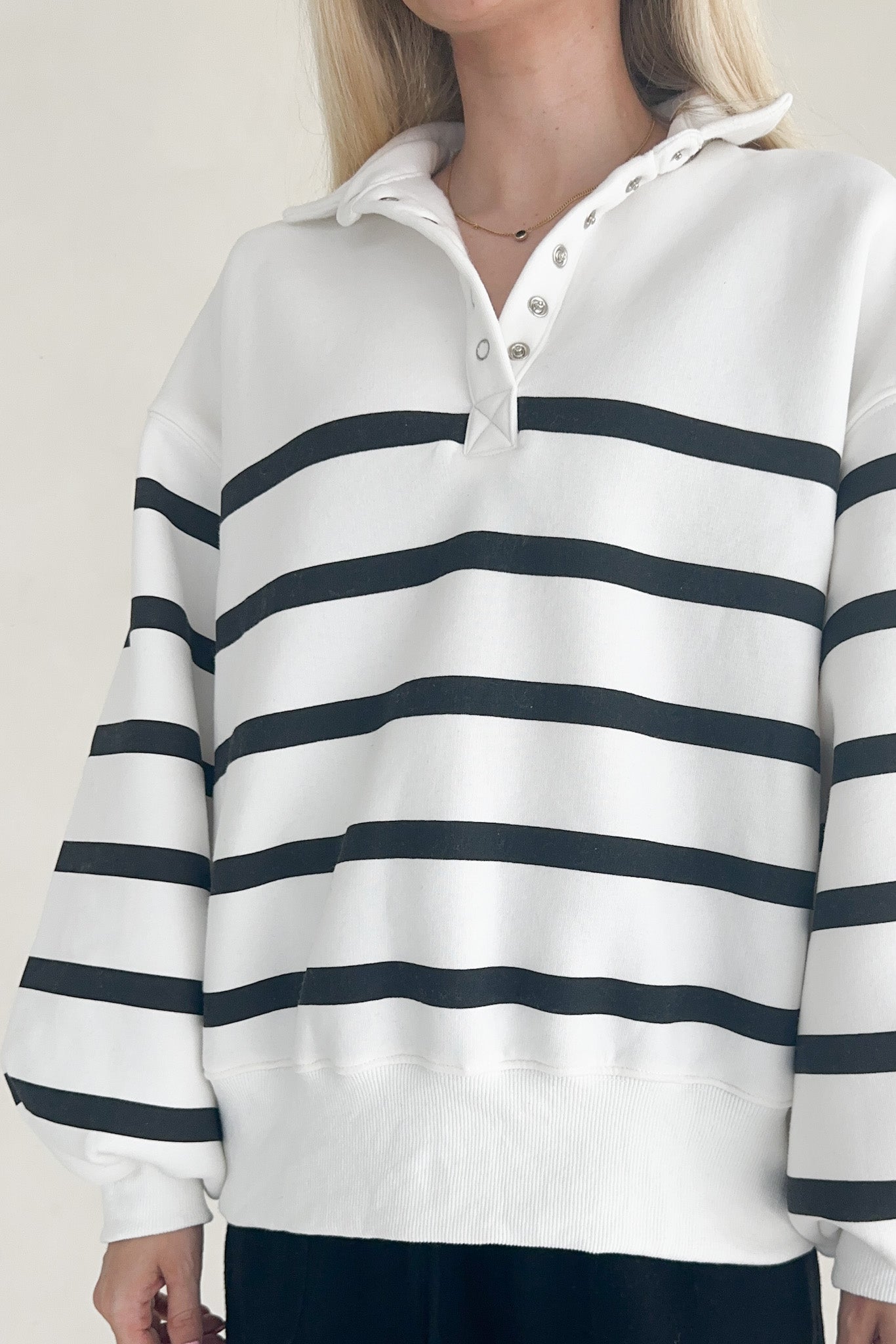 Capri Collared Sweatshirt in Black and White - Neutral Ground