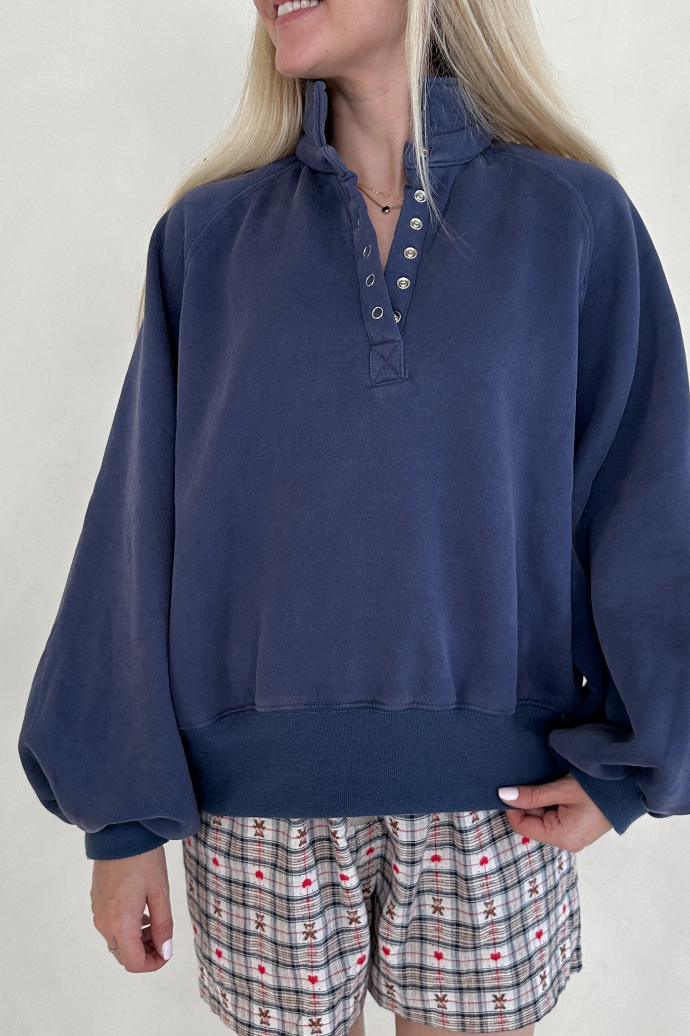 Capri Collared Sweatshirt in Washed Navy - Neutral Ground