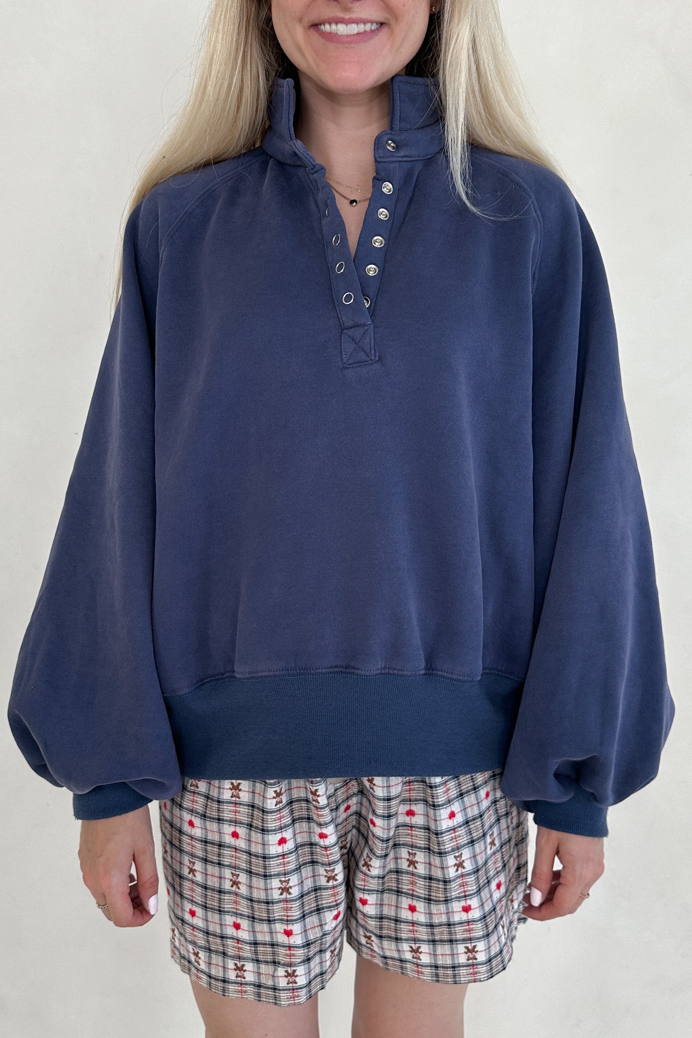 Capri Collared Sweatshirt in Washed Navy - Neutral Ground