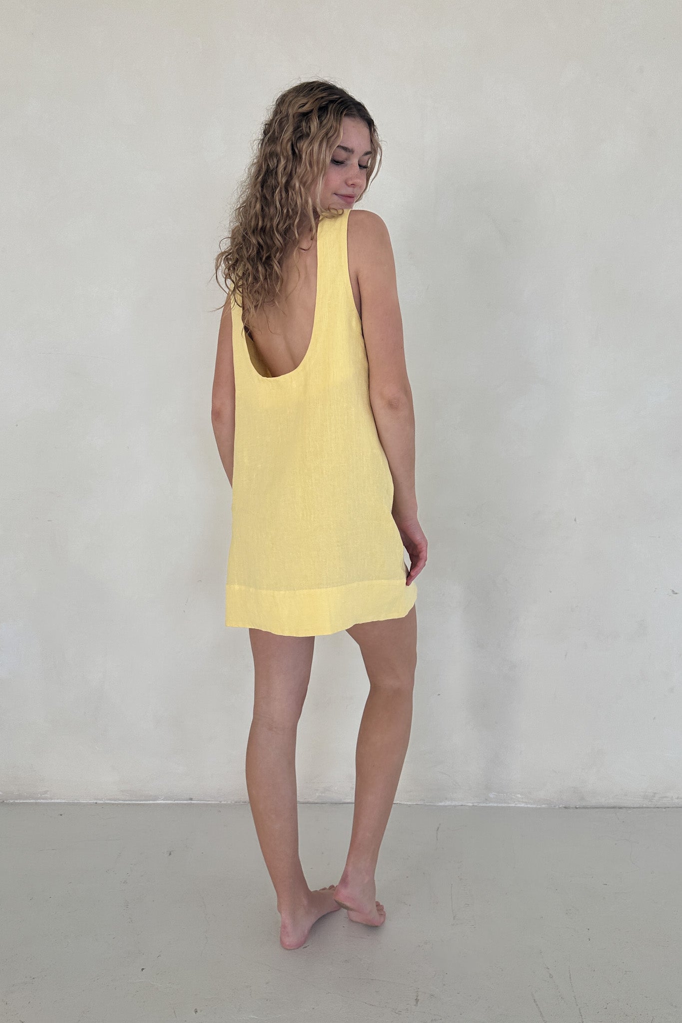 Capri Linen Dress in Pineapple - Neutral Ground