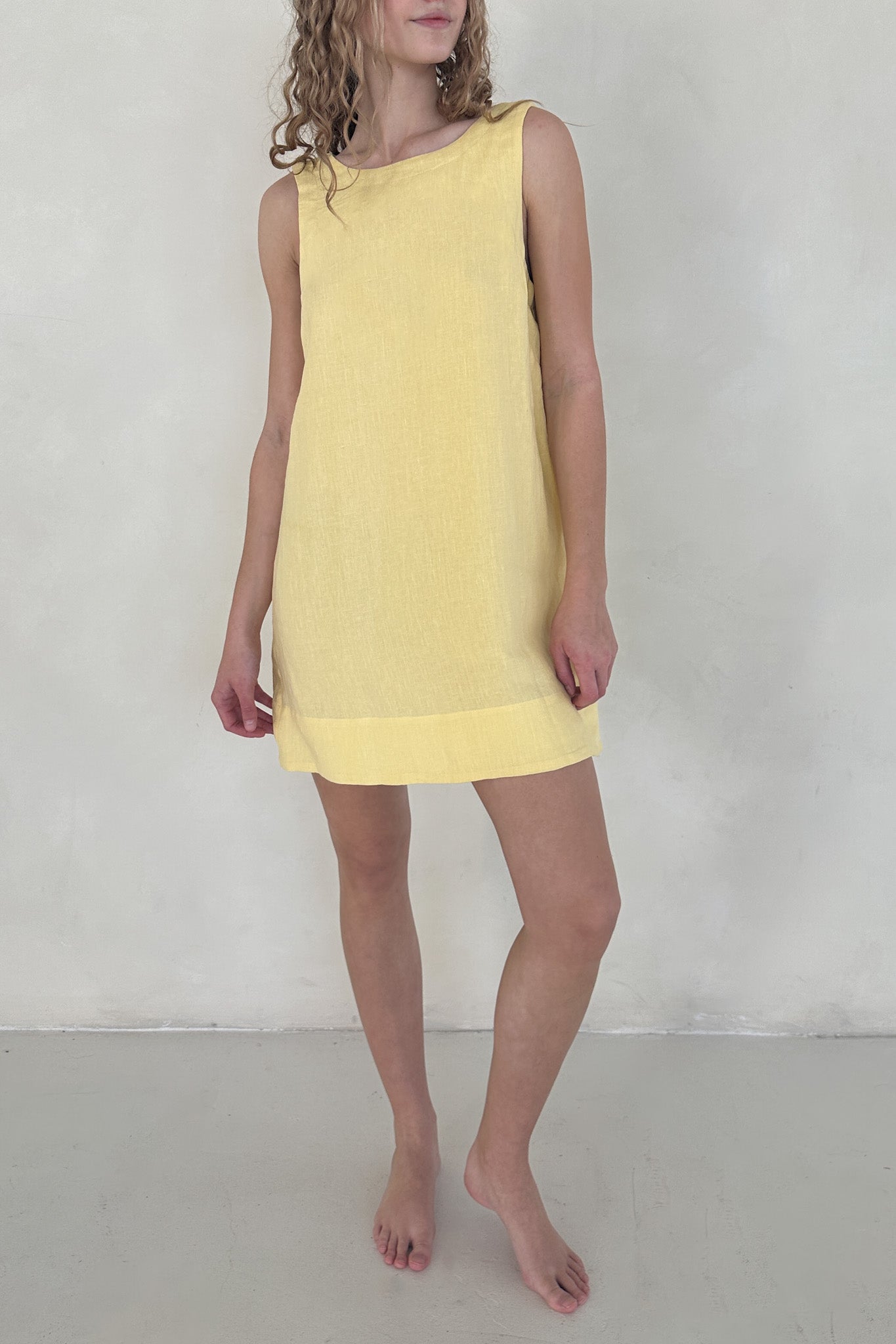 Capri Linen Dress in Pineapple - Neutral Ground