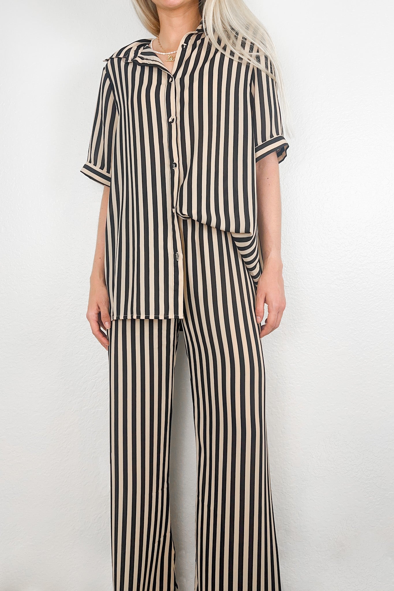 Capri Striped Pant Set - Neutral Ground