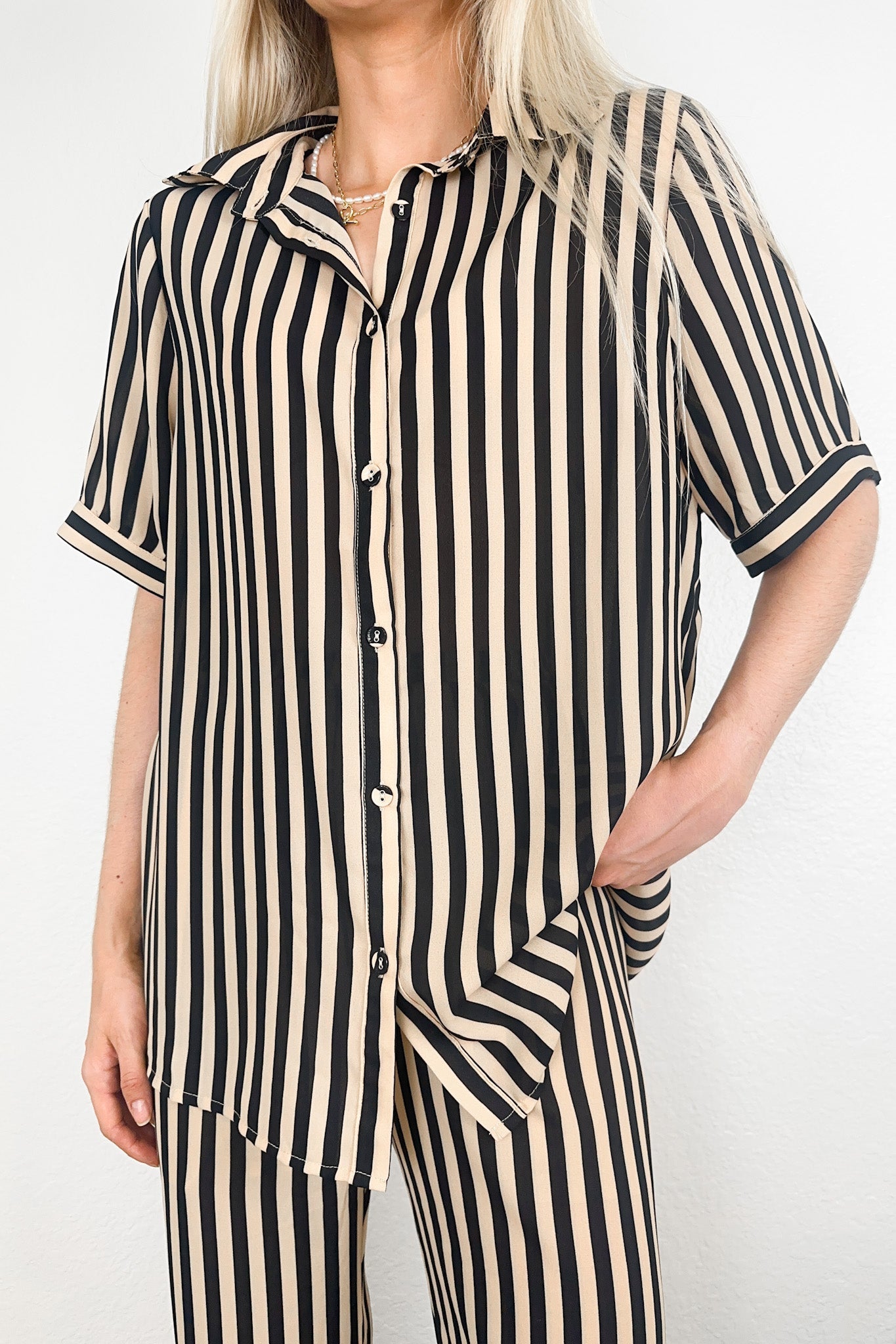 Capri Striped Pant Set - Neutral Ground