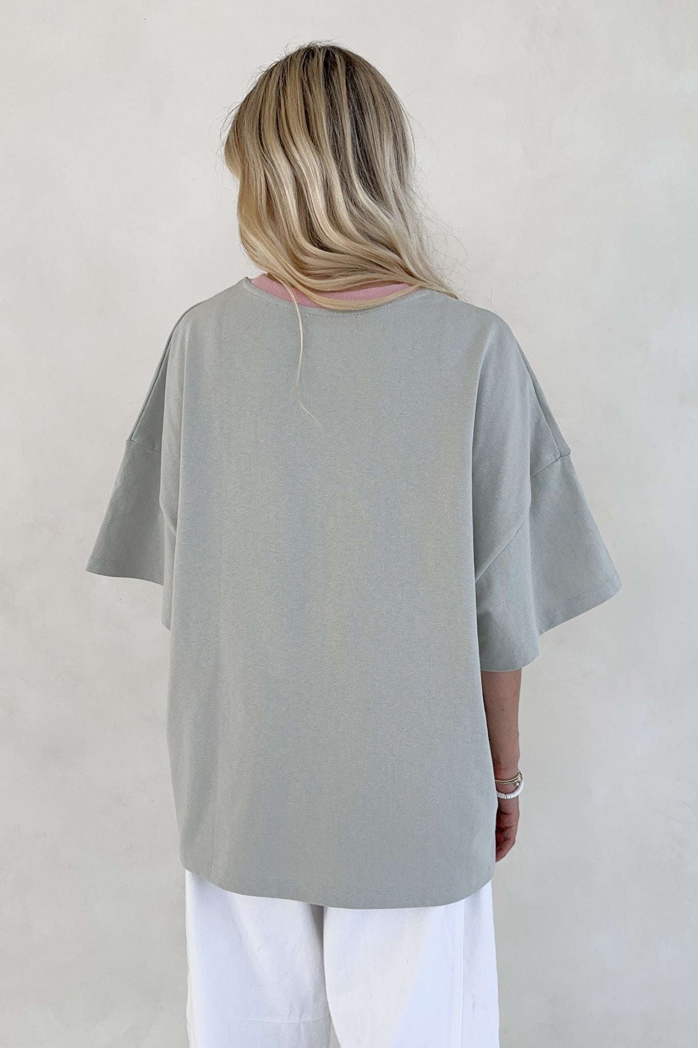 Charity Contrast Cotton Tee in Sage - Neutral Ground