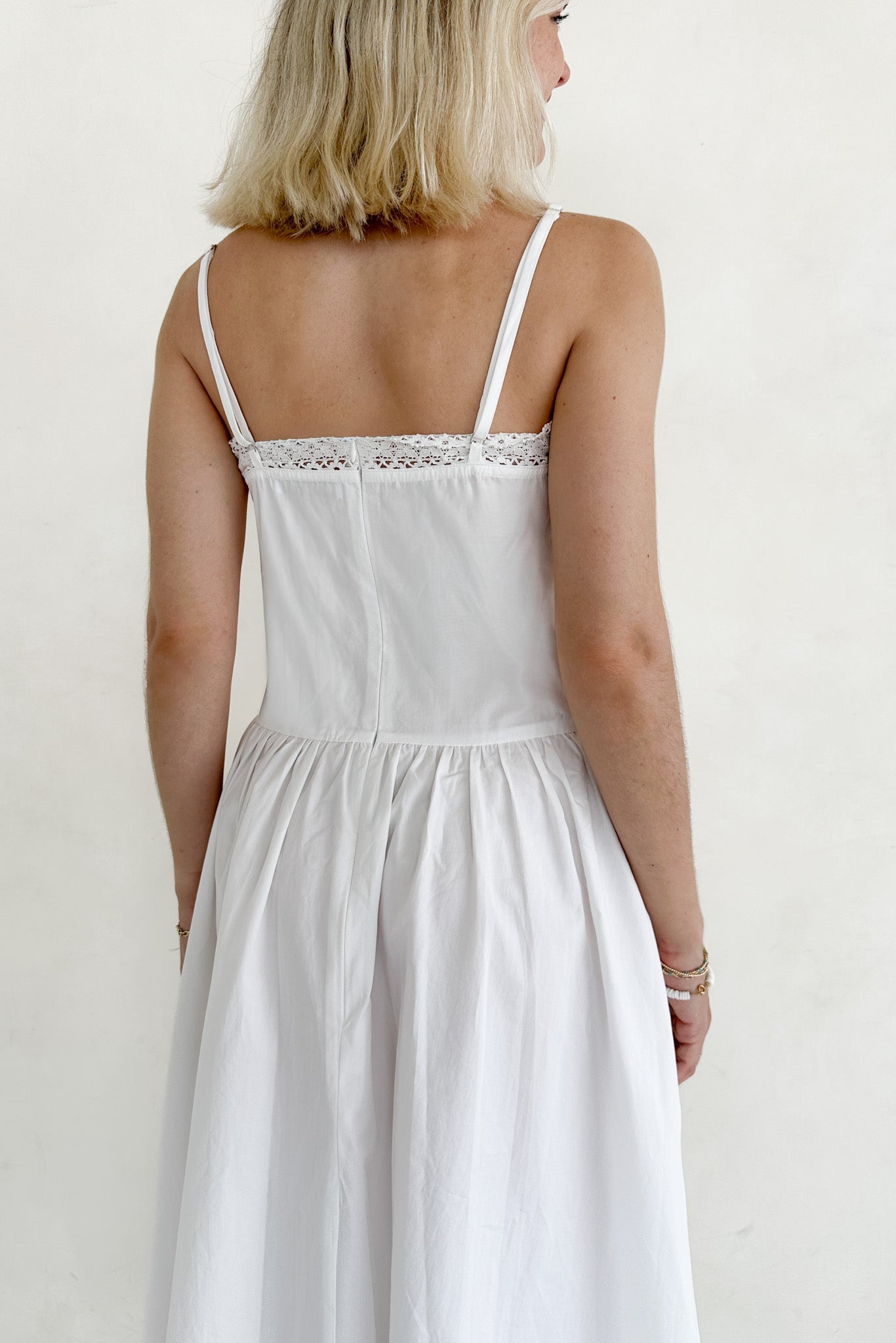 Charlotte Lace Inset Cotton Midi Dress - Neutral Ground