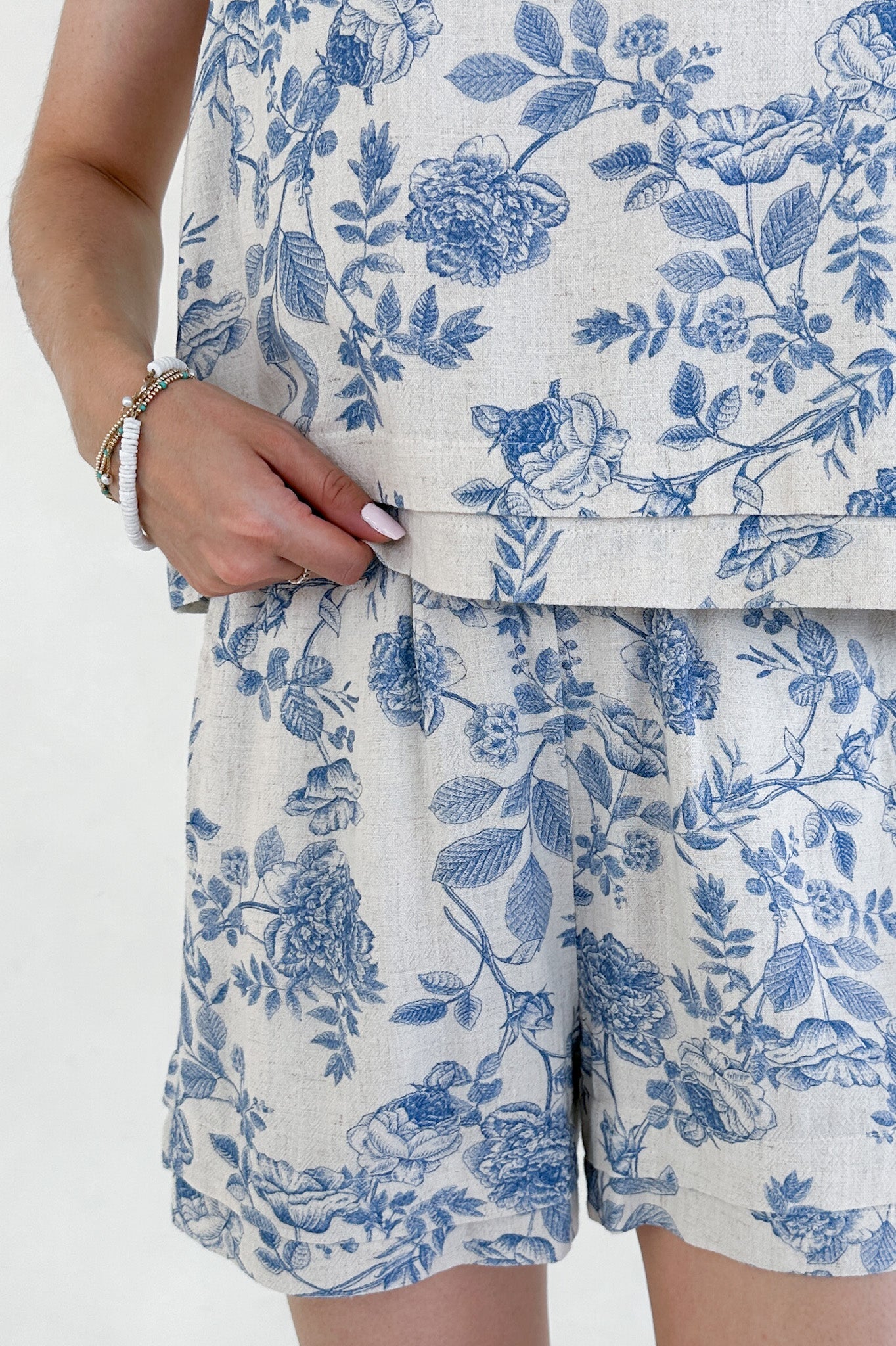 Château Printed Soft Linen Blend Shorts - Neutral Ground