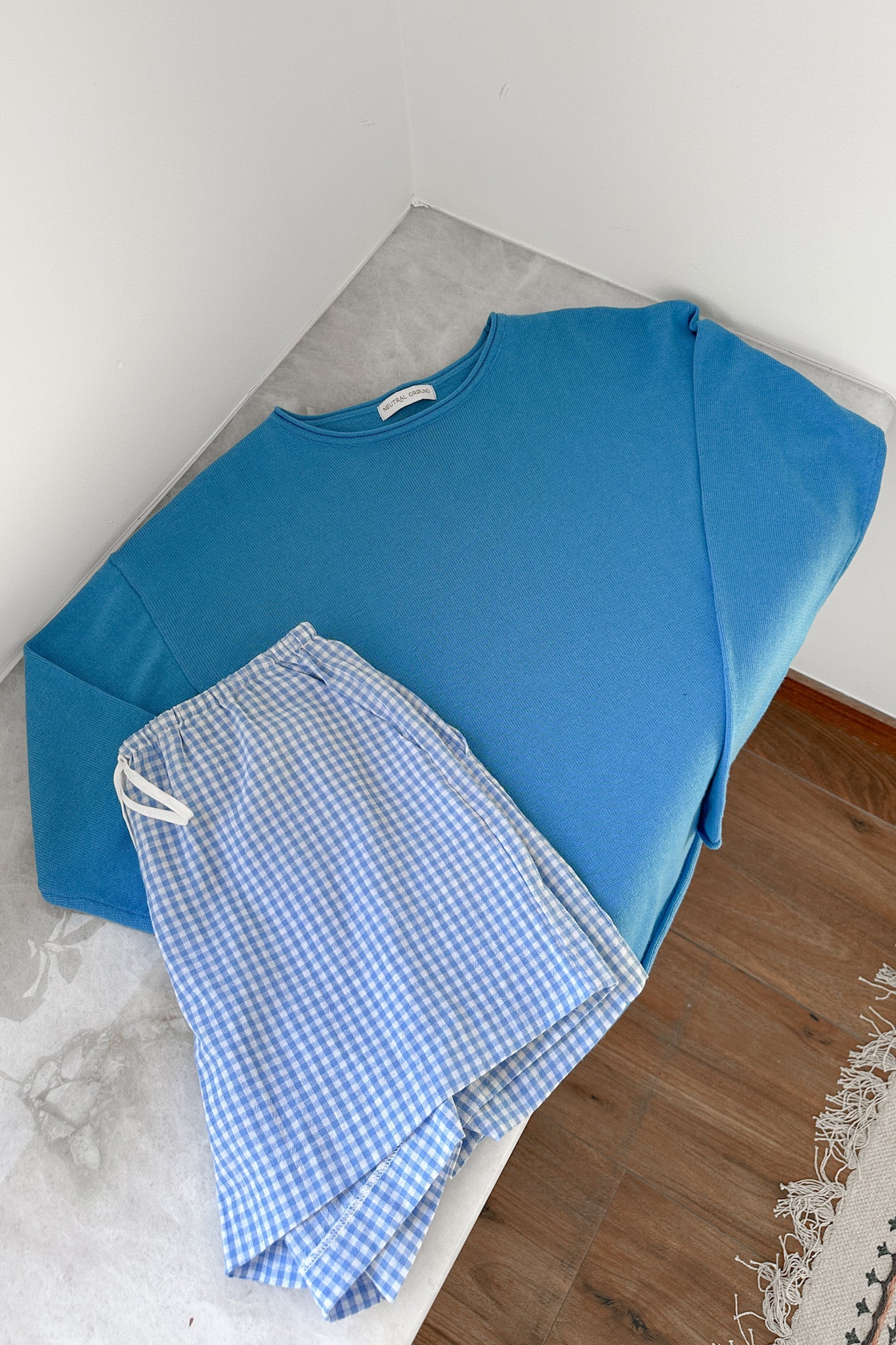 Checkmate Gingham Shorts in Blue - Neutral Ground