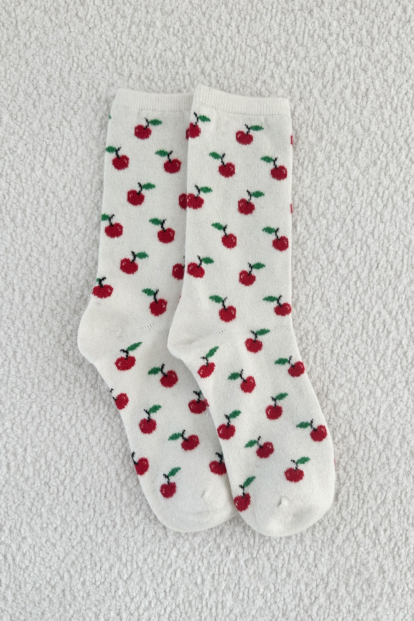 Cherry Bomb Cashmere Blend Crew Socks - Neutral Ground