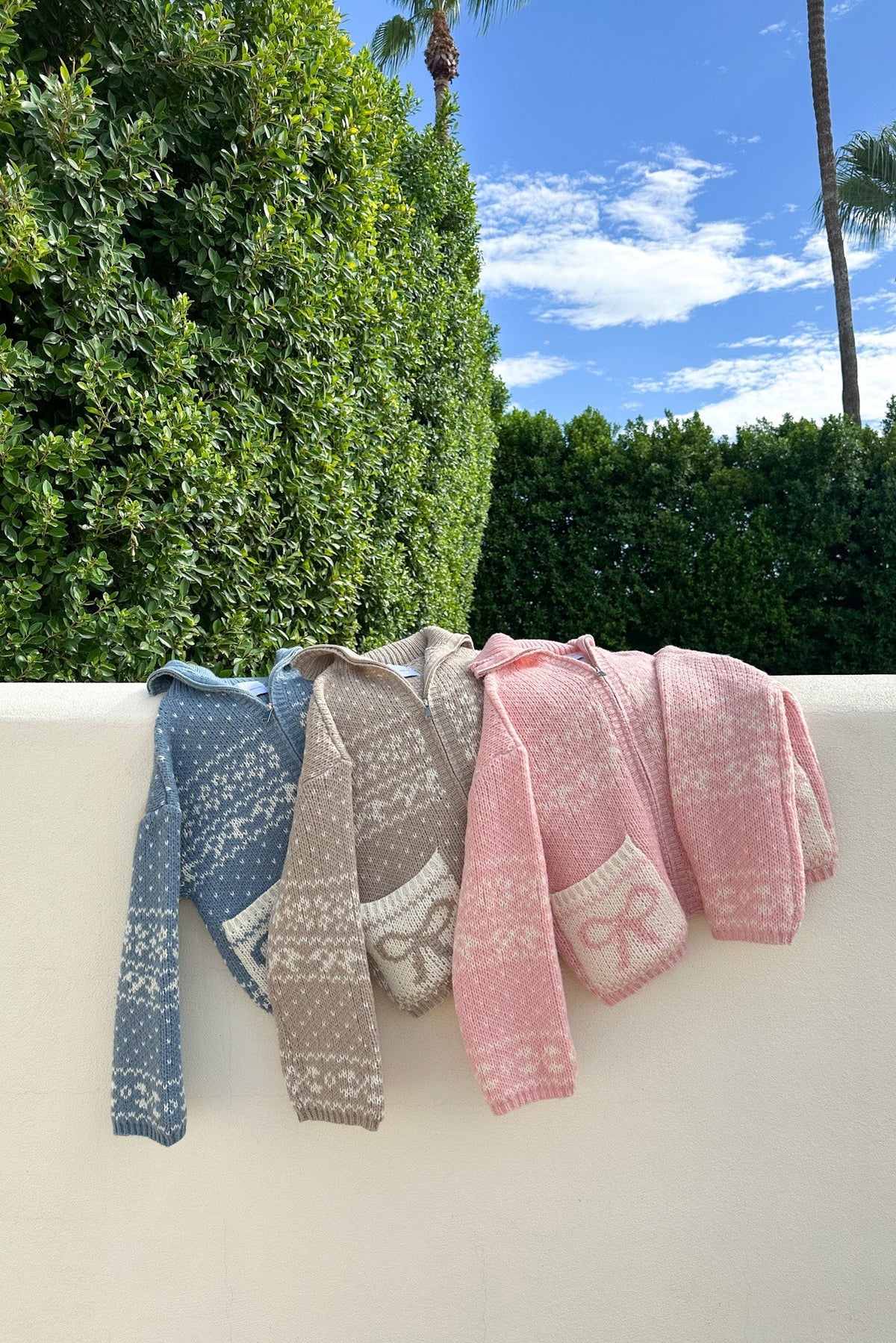 Claire Ribbon Zip Up Cardigan in Sweet Pink - Neutral Ground