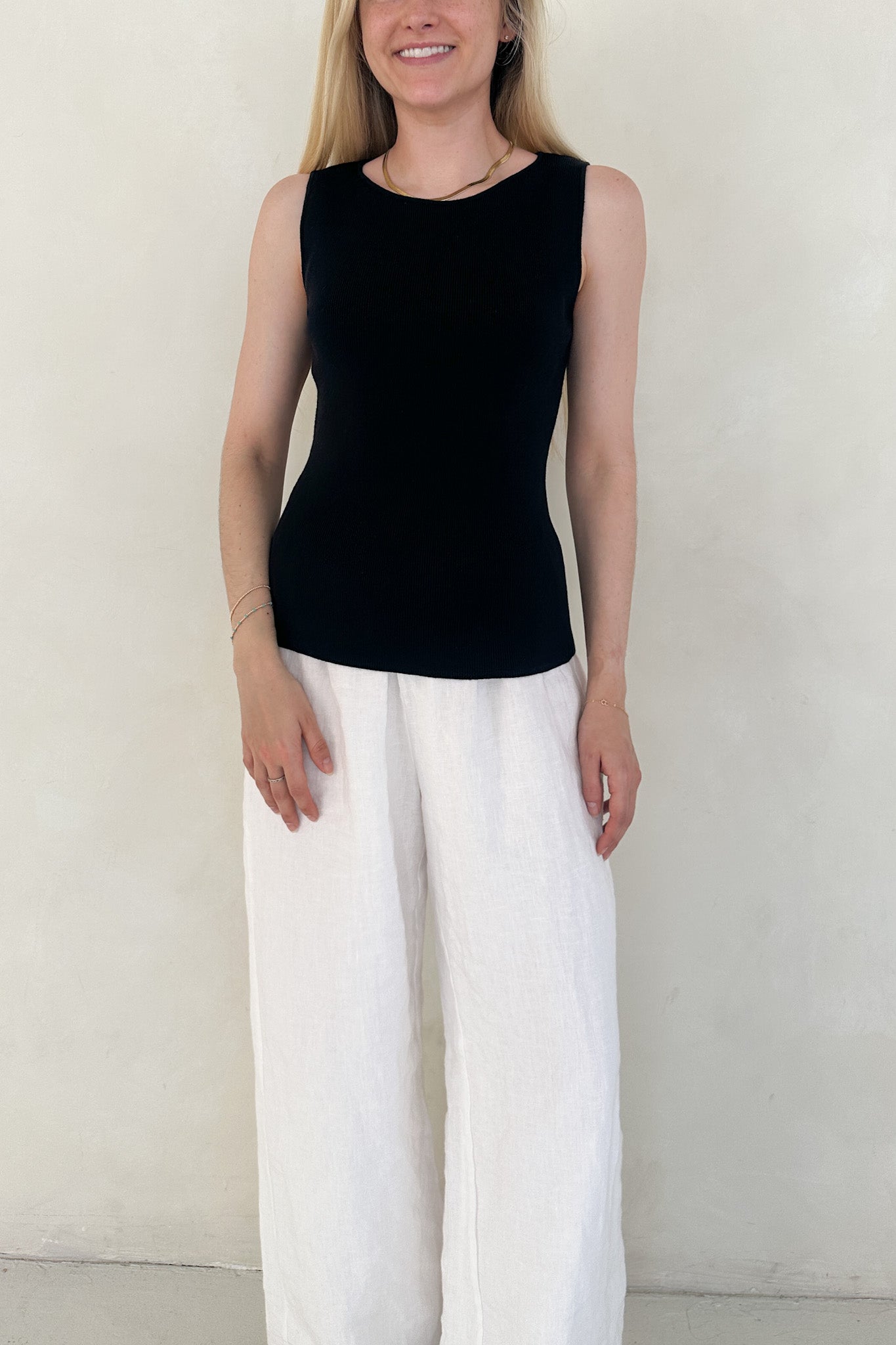 Claudia Boat Neck Sleeveless Top in Black - Neutral Ground