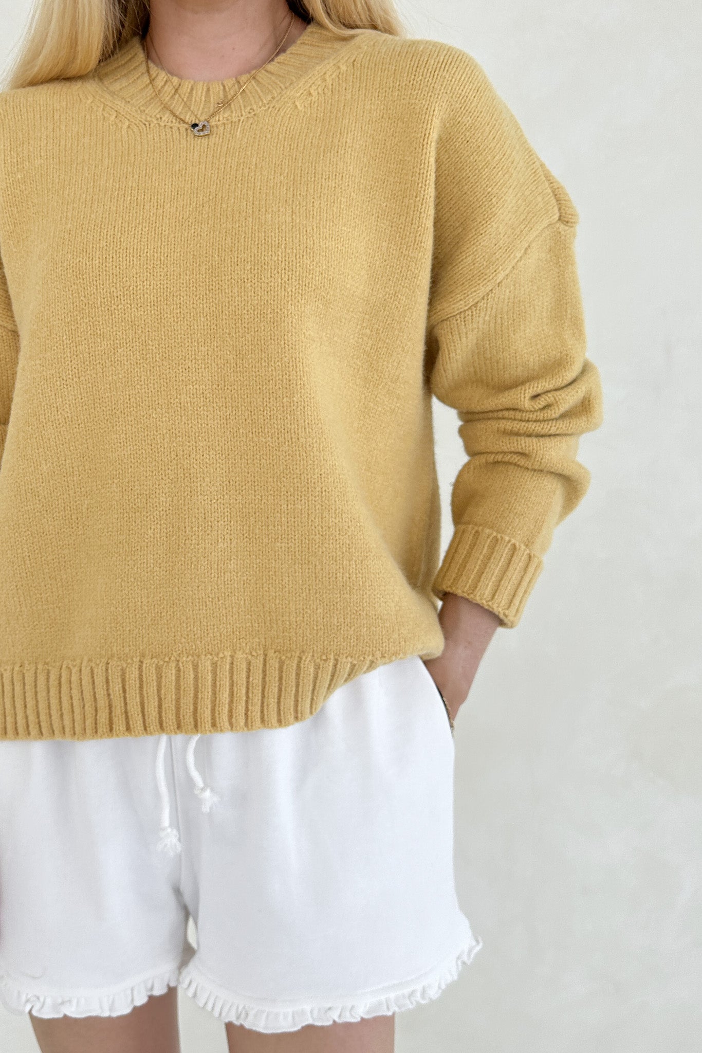 Clementine Ruffle Hem Knit Shorts - Neutral Ground