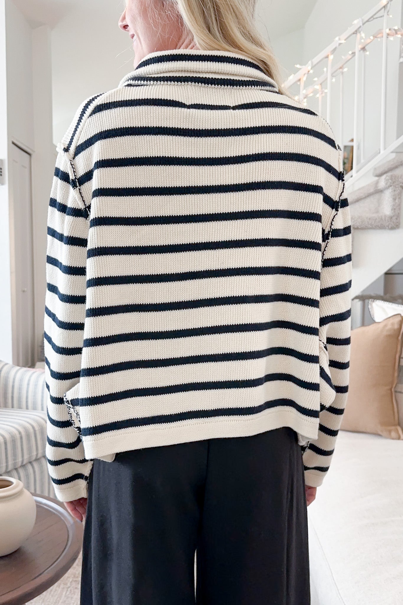 Cleo Striped Button Down Knit Cardigan - Neutral Ground