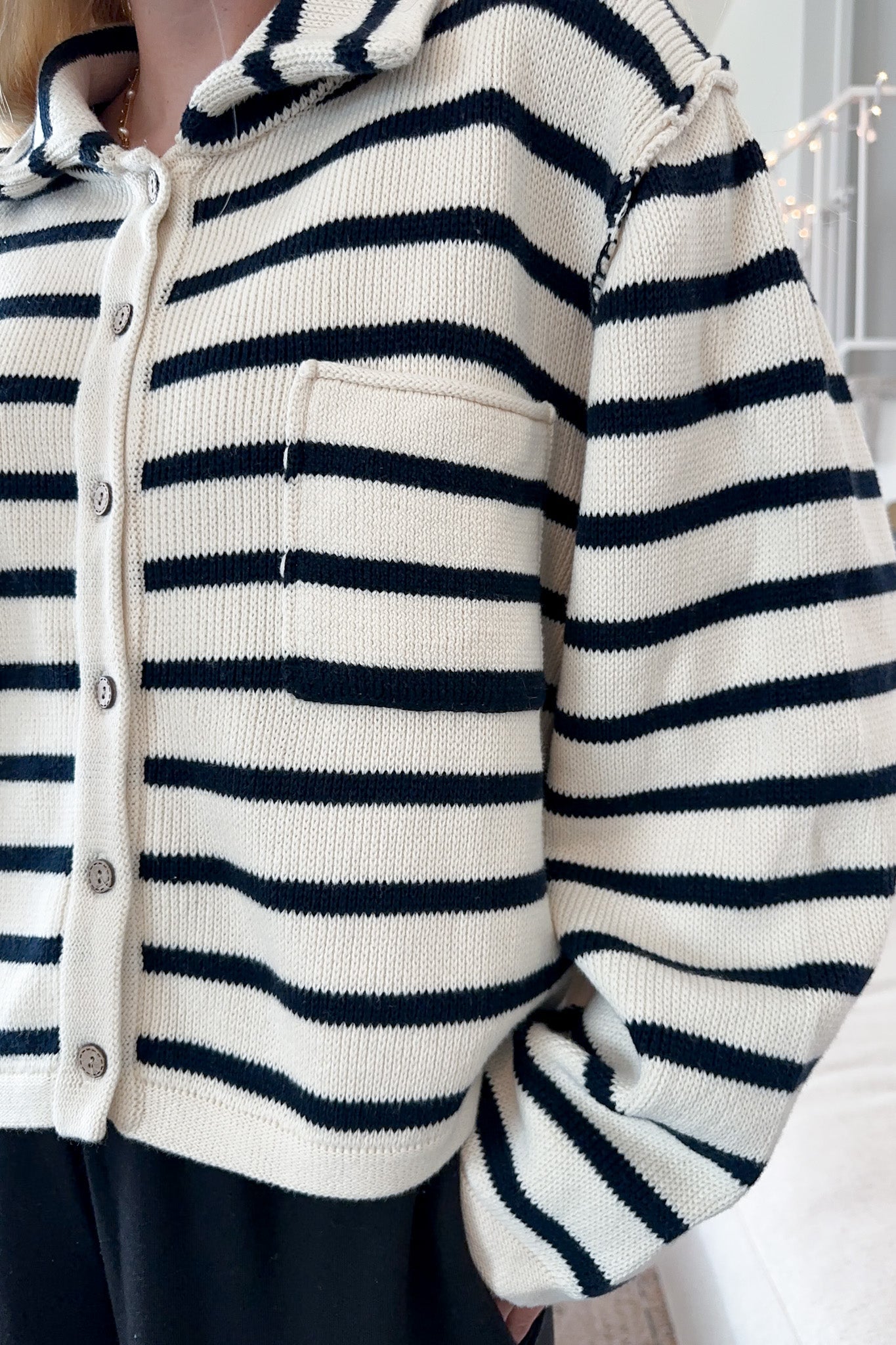 Cleo Striped Button Down Knit Cardigan - Neutral Ground