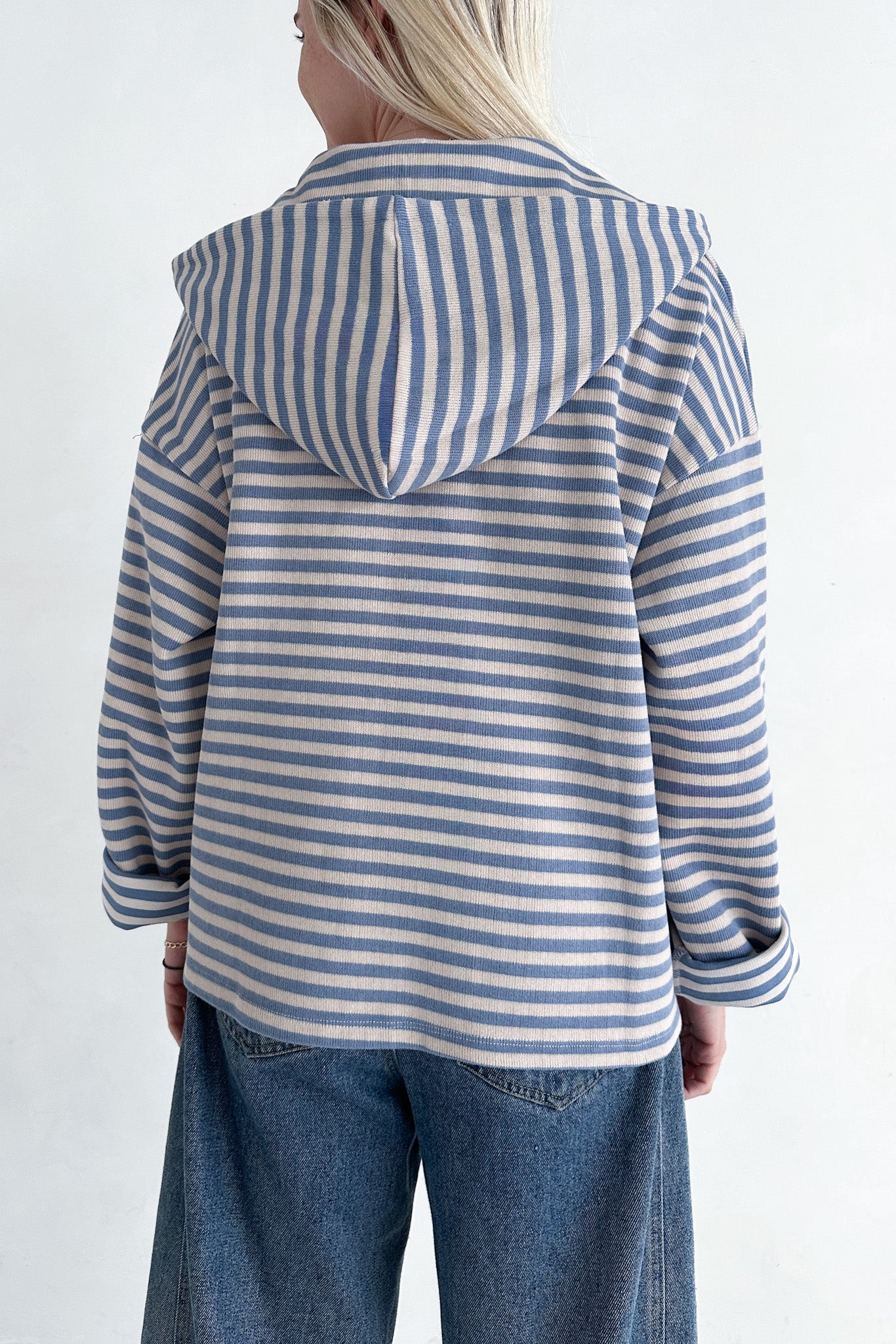 Cloud Nine Striped Zip Up Hooded Jacket - Neutral Ground