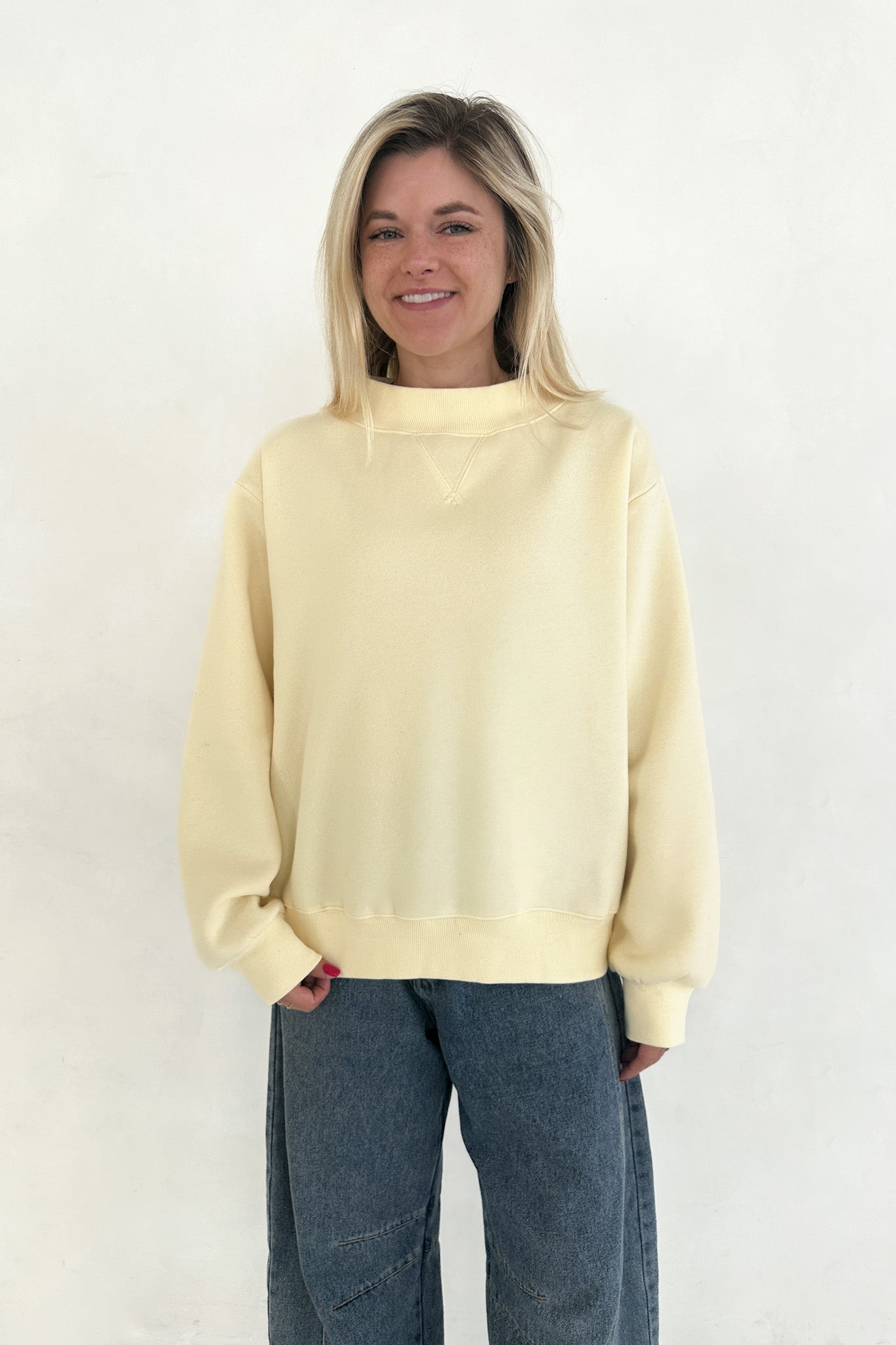 Coffee Run Mockneck Sweatshirt in Butter - Neutral Ground