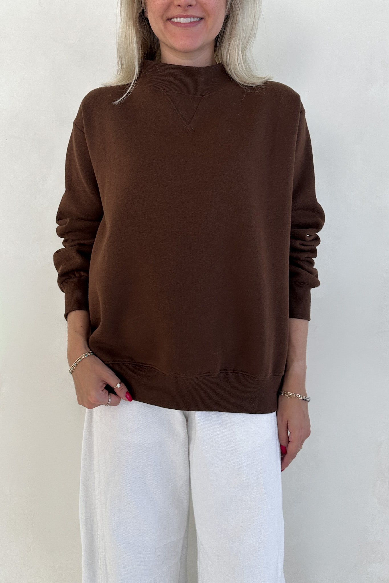Coffee Run Mockneck Sweatshirt in Chocolate - Neutral Ground