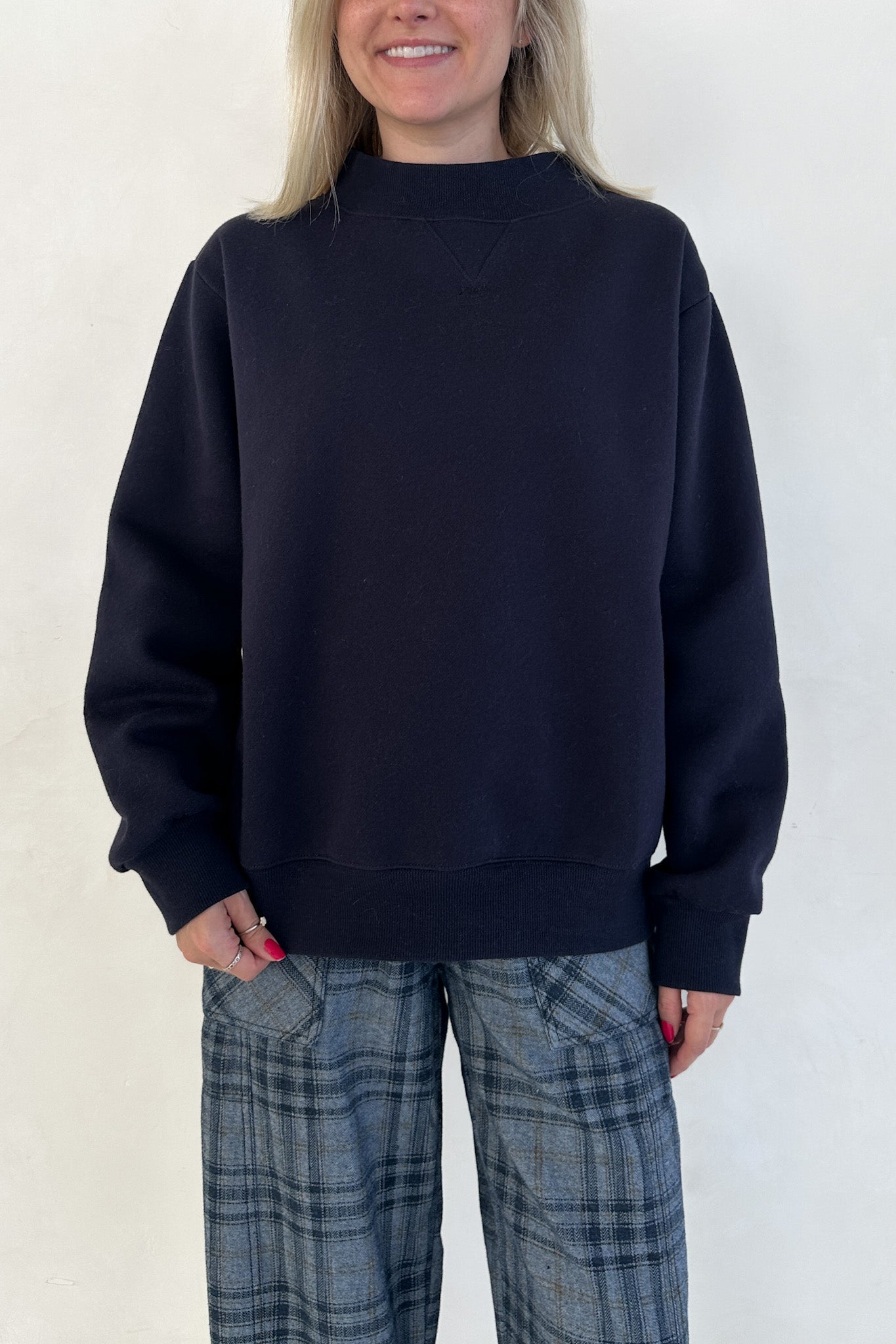 Coffee Run Mockneck Sweatshirt in Navy - Neutral Ground