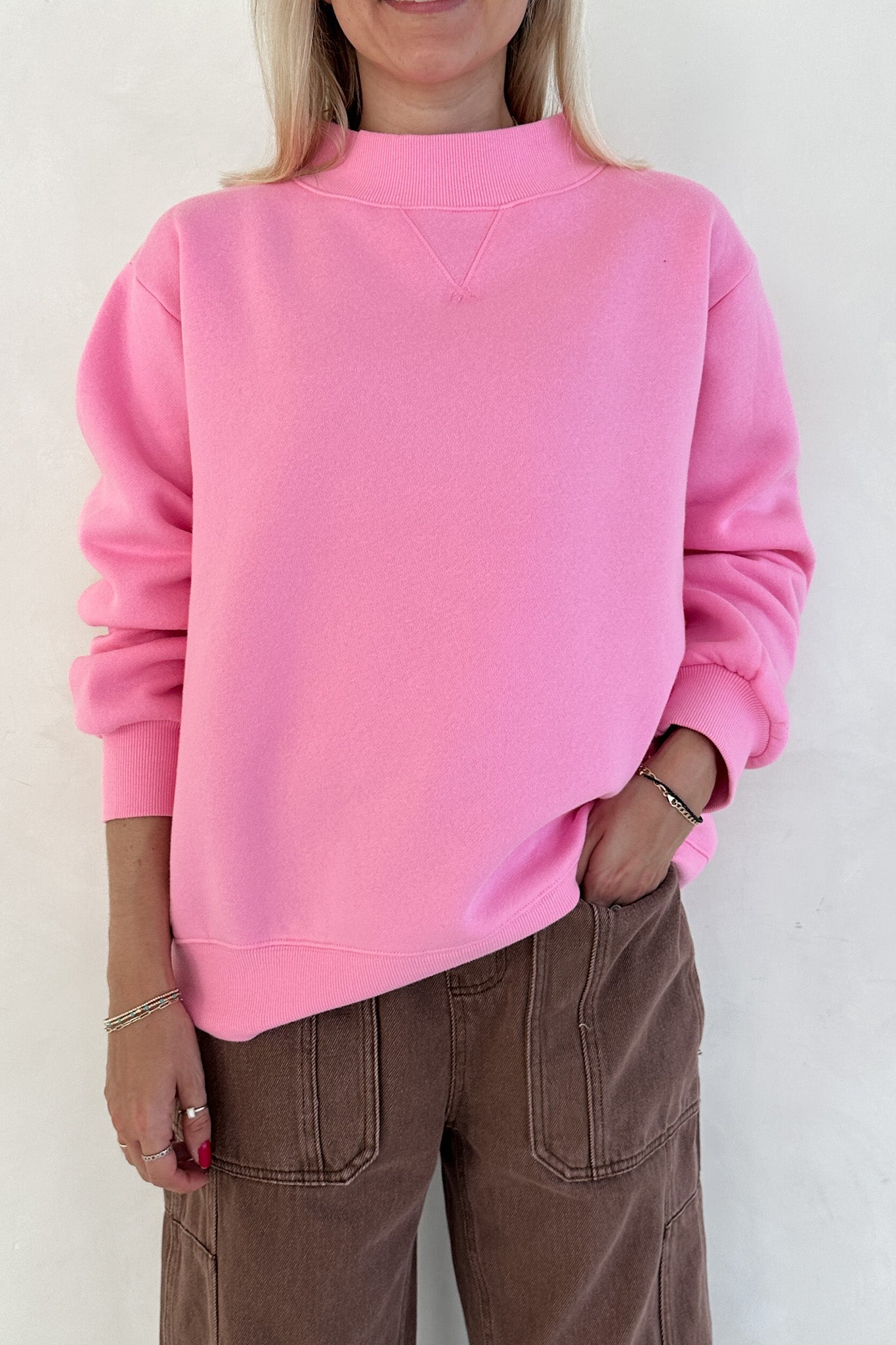 Coffee Run Mockneck Sweatshirt in Pink - Neutral Ground