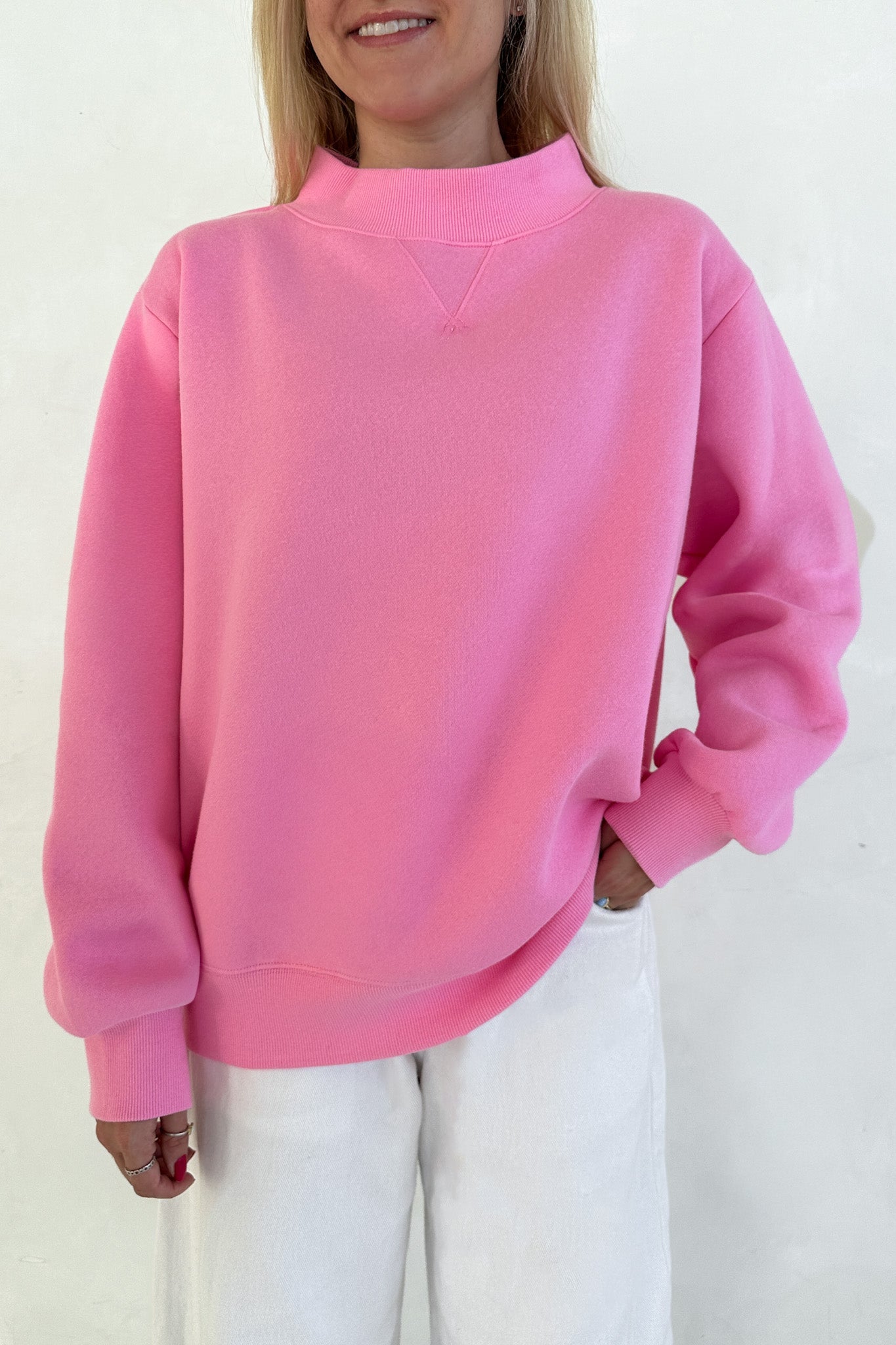Coffee Run Mockneck Sweatshirt in Pink - Neutral Ground