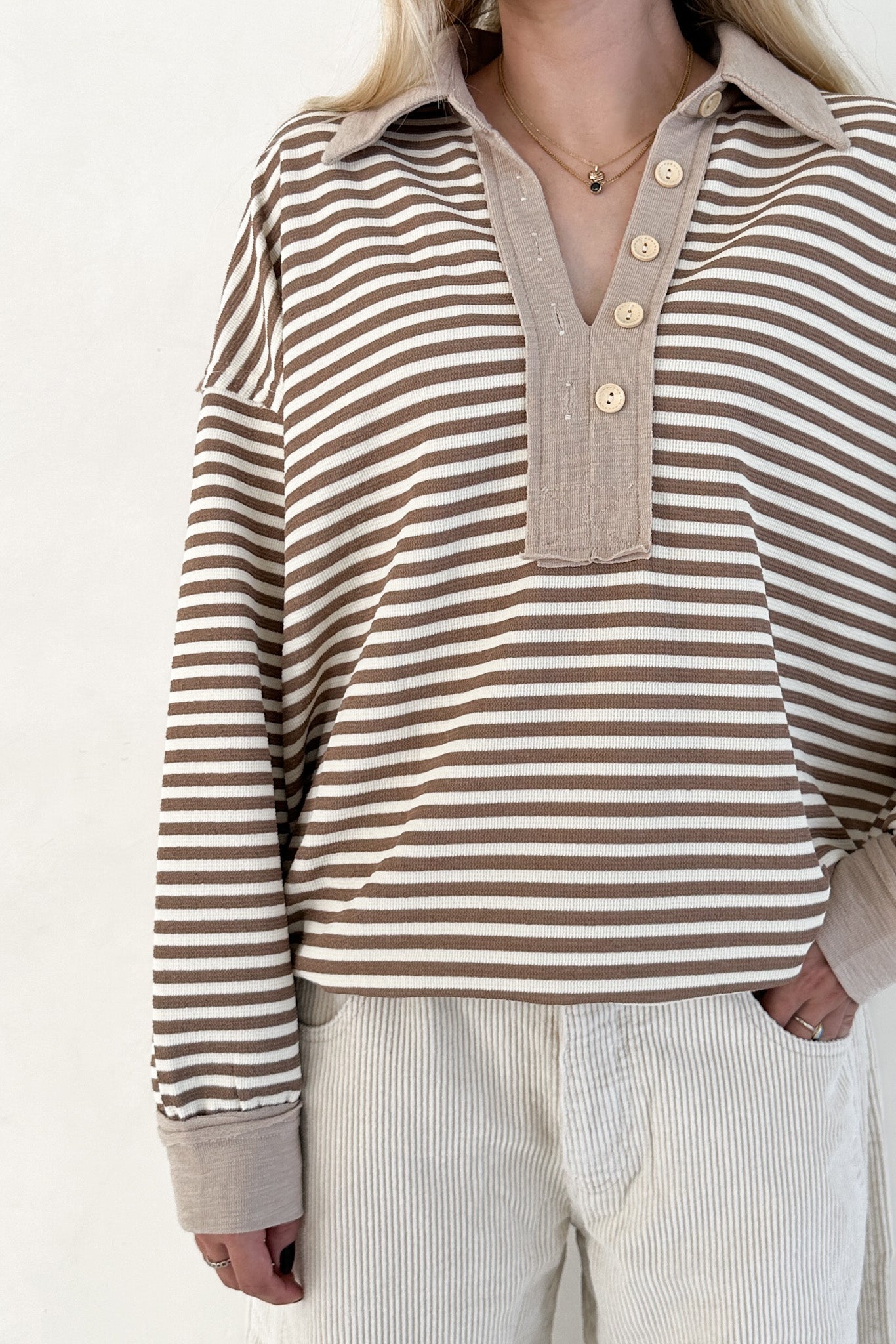 Coffee Run Striped Pullover - Neutral Ground