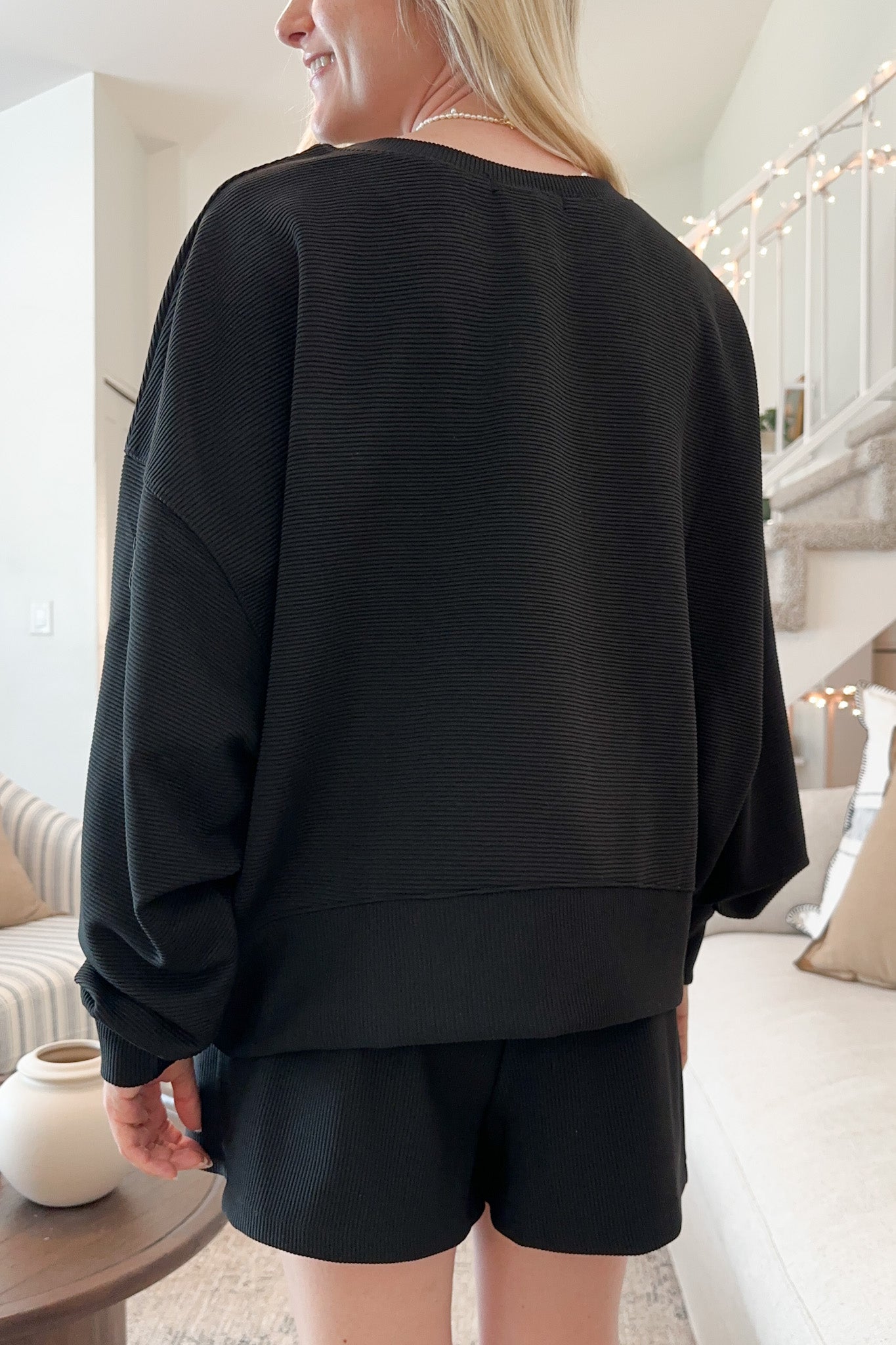 Cosette Lightweight Ribbed Shorts in Black - Neutral Ground