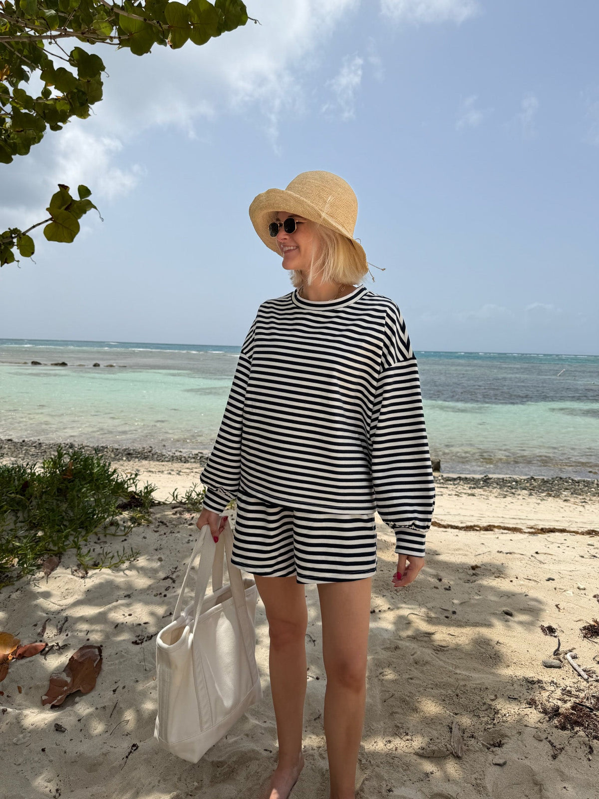 Daily Lightweight Cotton Striped Shorts in Navy - Neutral Ground