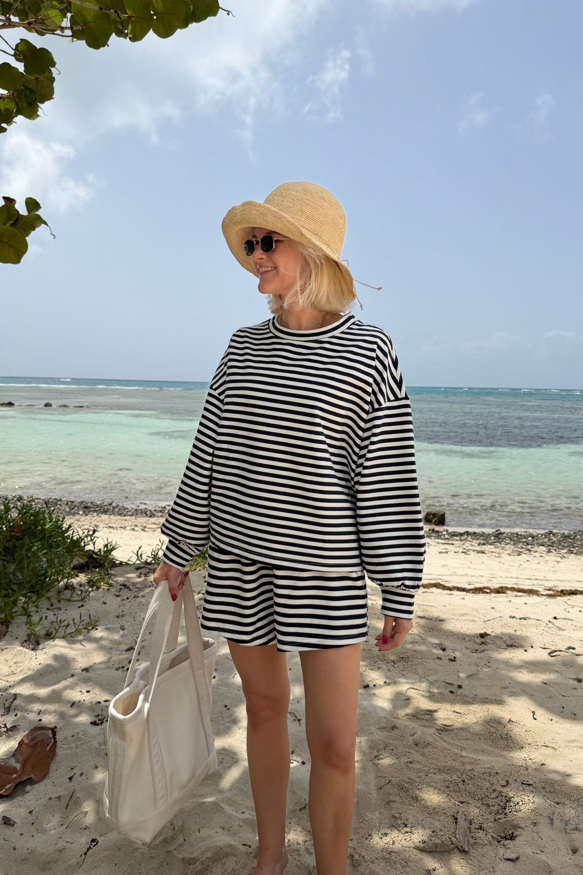 Daily Lightweight Cotton Striped Shorts in Navy - Neutral Ground