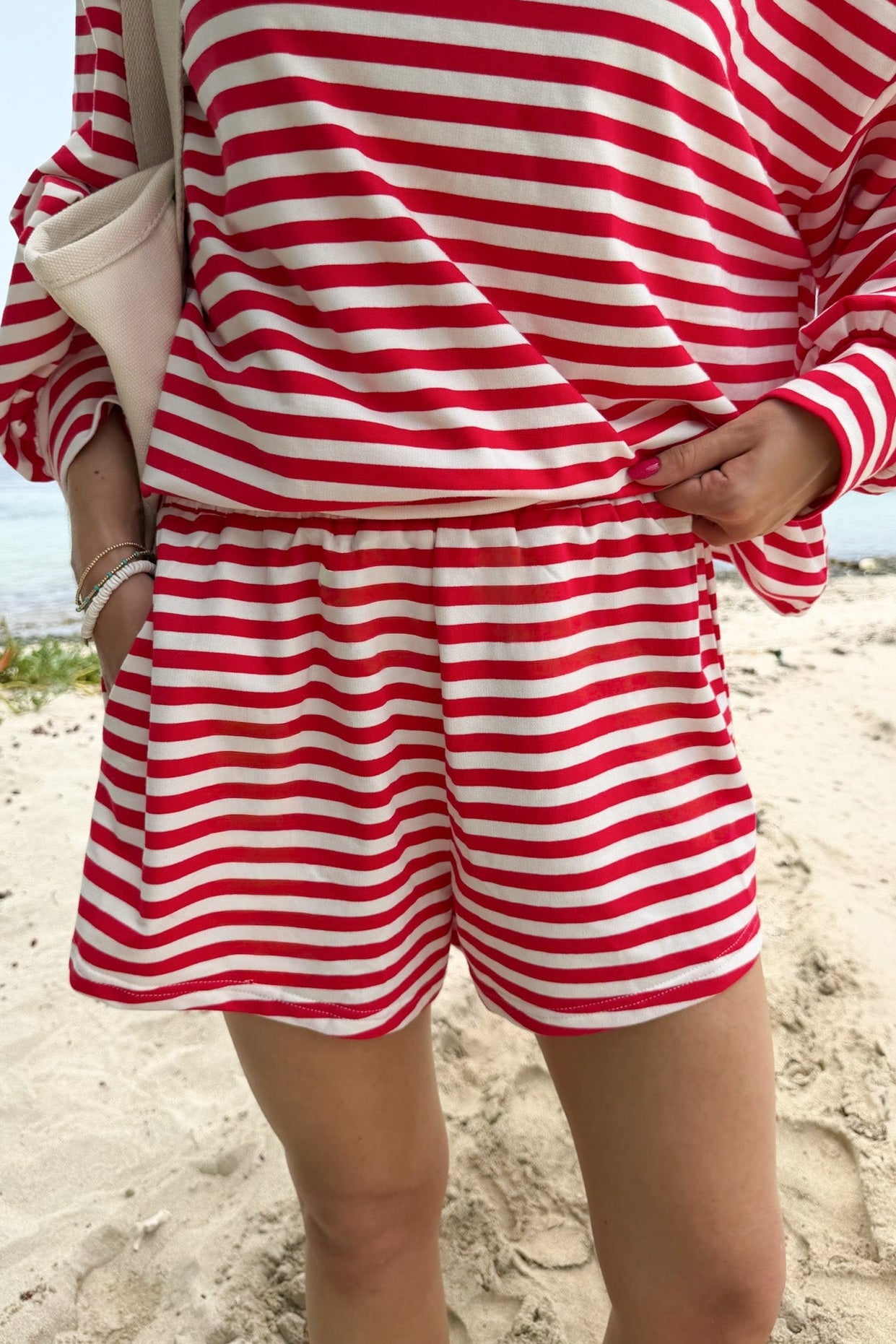 Daily Lightweight Cotton Striped Shorts in Red - Neutral Ground