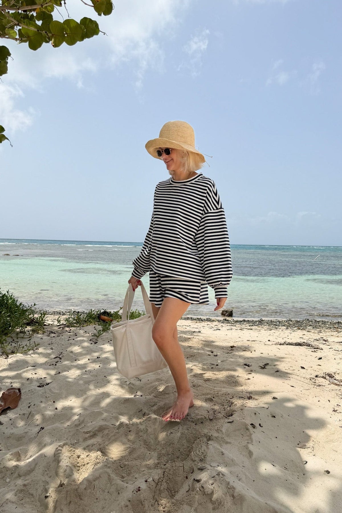 Daily Lightweight Cotton Striped Top in Navy - Neutral Ground