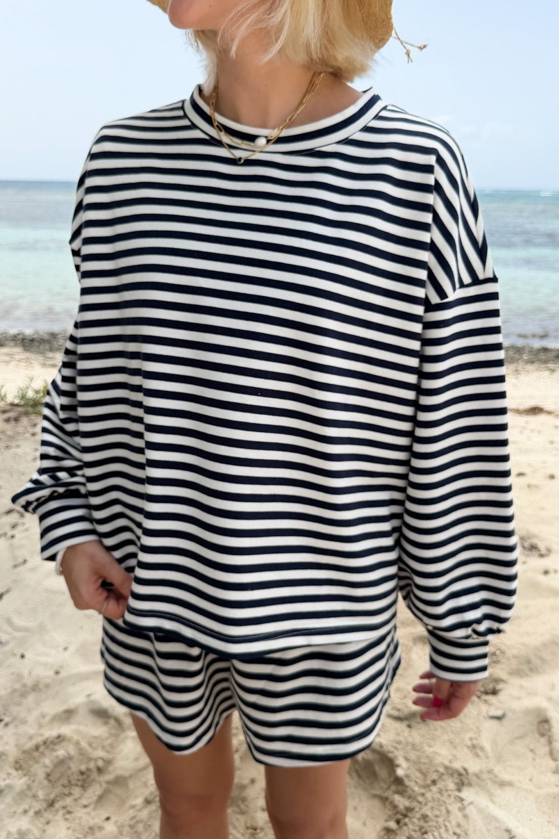 Daily Lightweight Cotton Striped Top in Navy - Neutral Ground