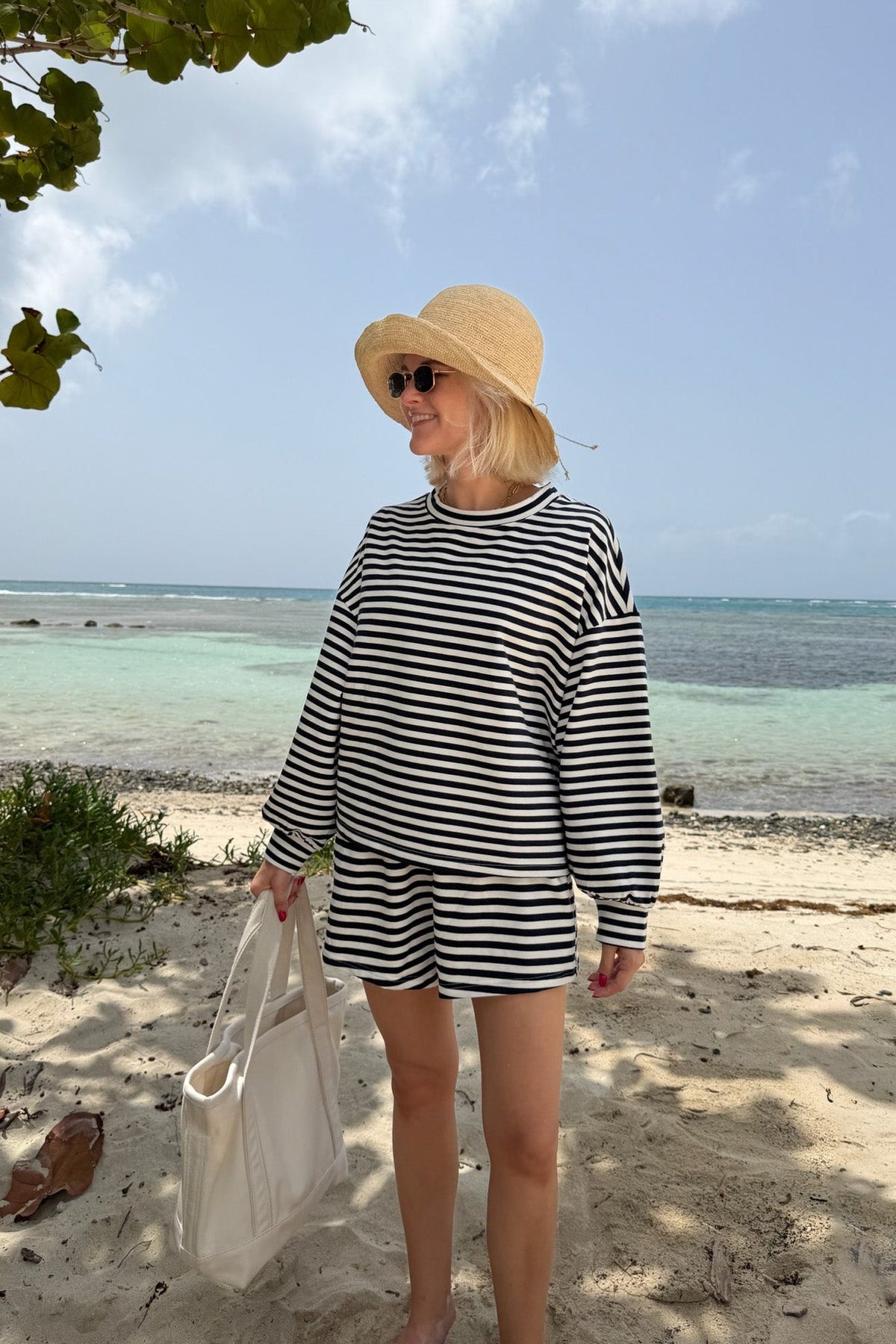 Daily Lightweight Cotton Striped Top in Navy - Neutral Ground