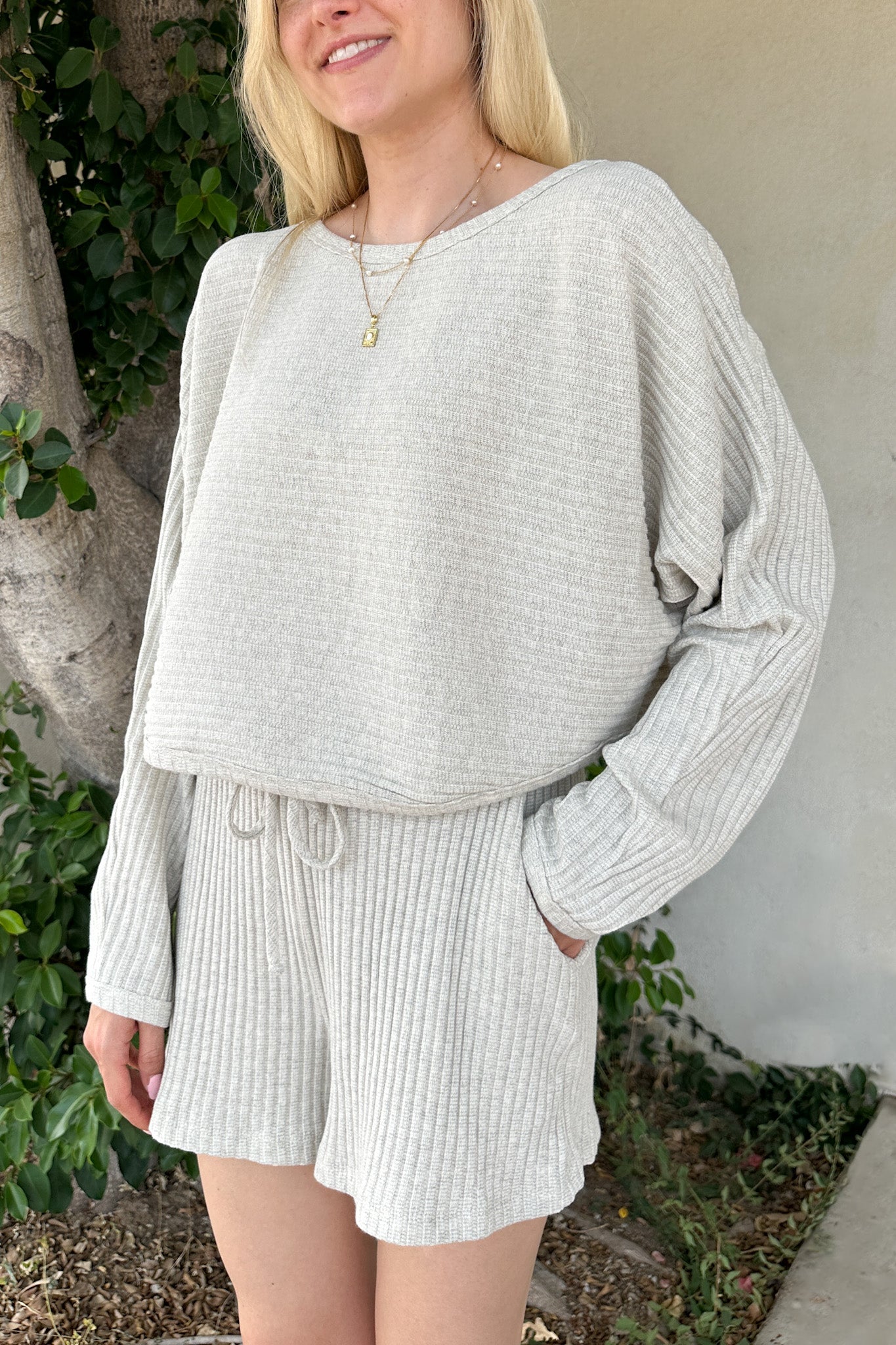 Daily Ribbed Knit Shorts - Neutral Ground