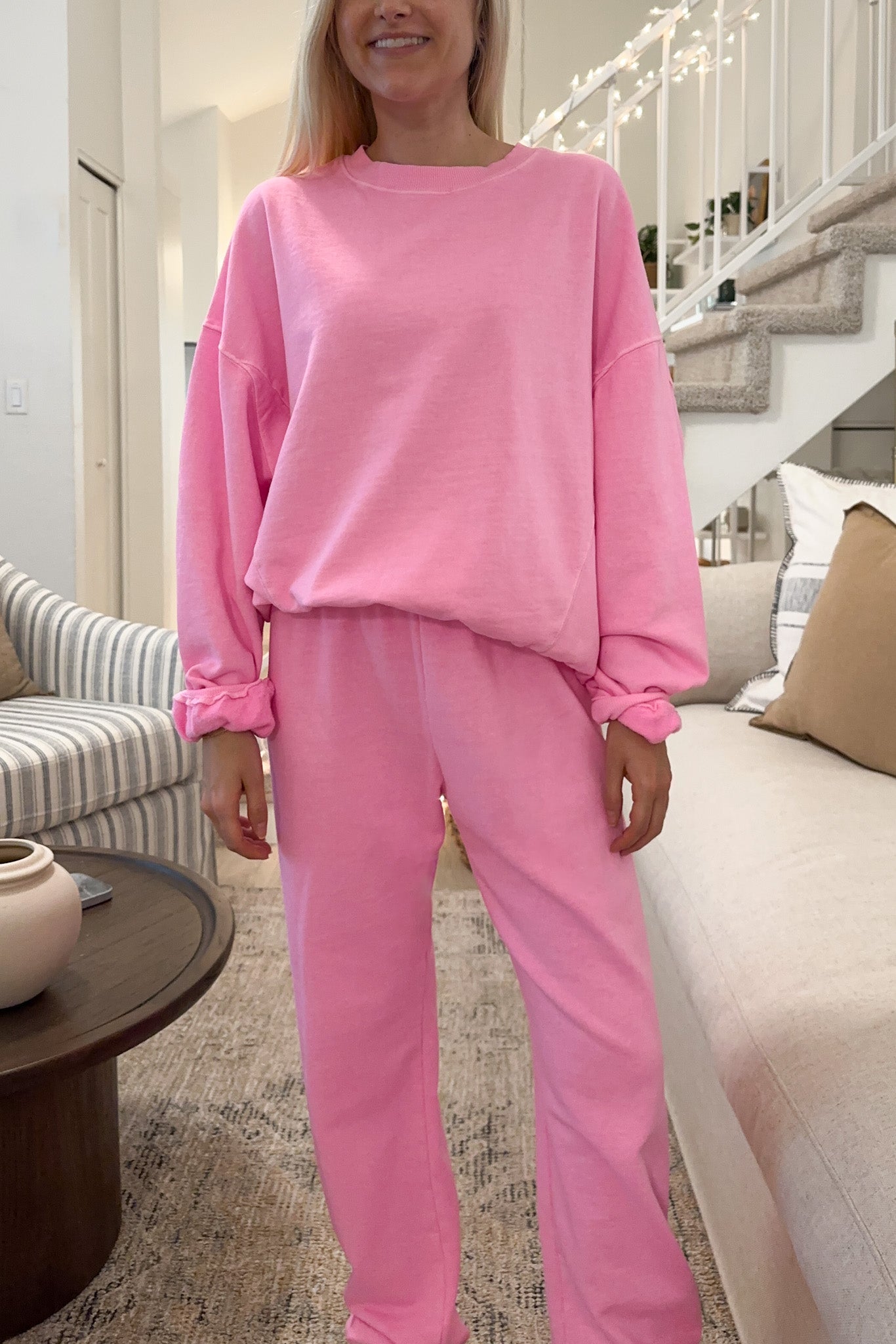 Dakota Organic Cotton Jogger Pants in Raspberry Cream - Neutral Ground