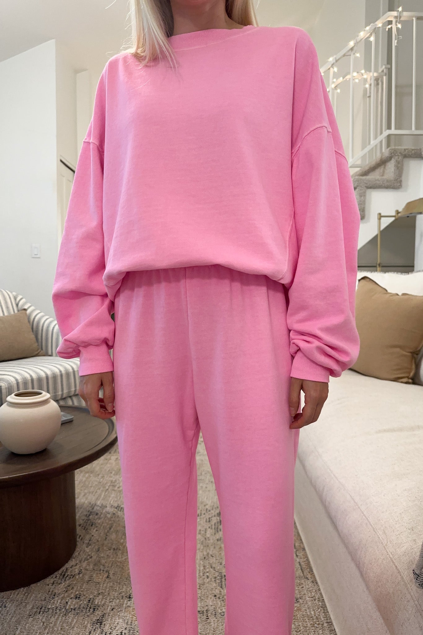 Dakota Organic Cotton Jogger Pants in Raspberry Cream - Neutral Ground