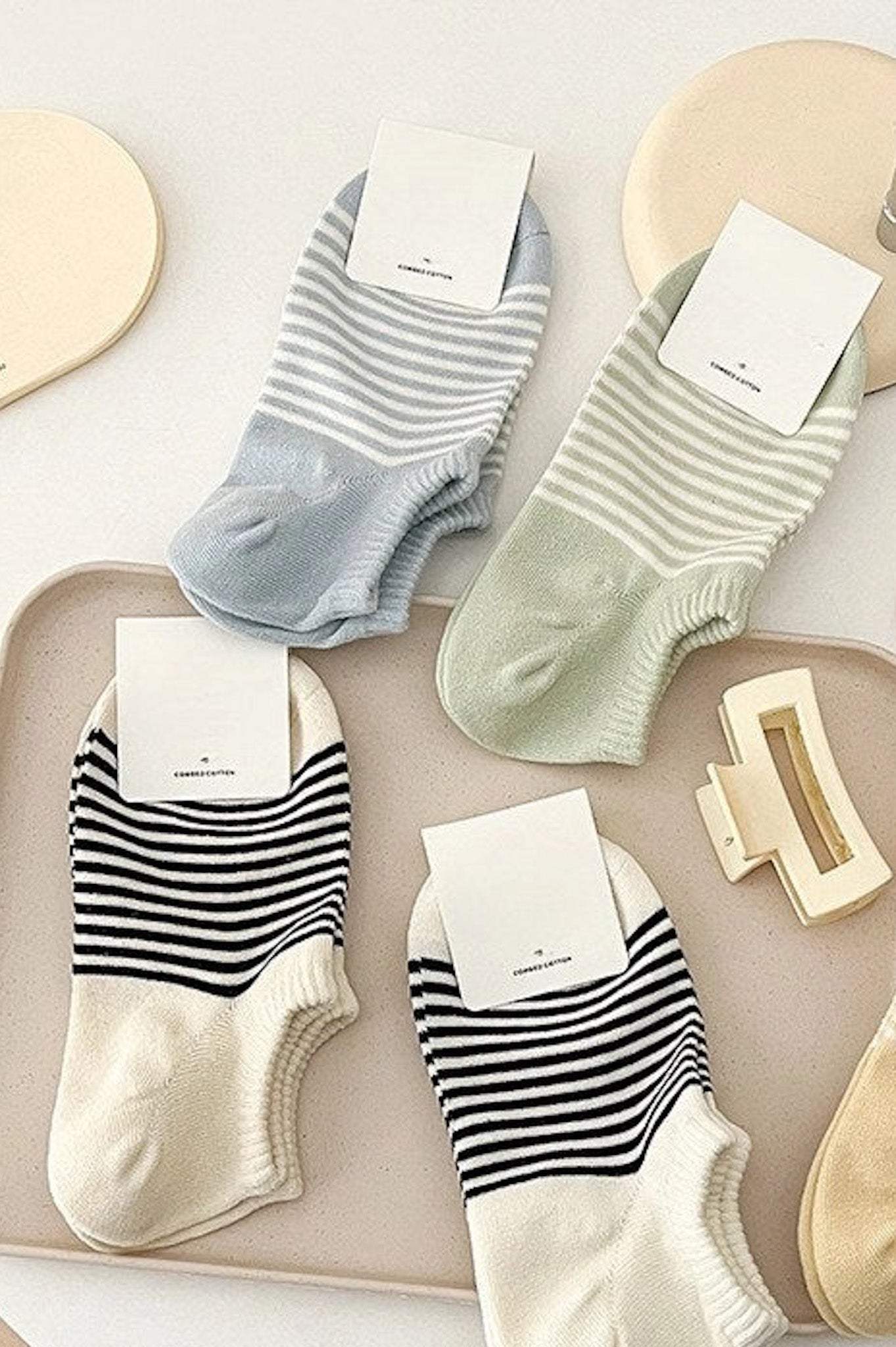 Dash Striped Ankle Socks in Blue - Neutral Ground