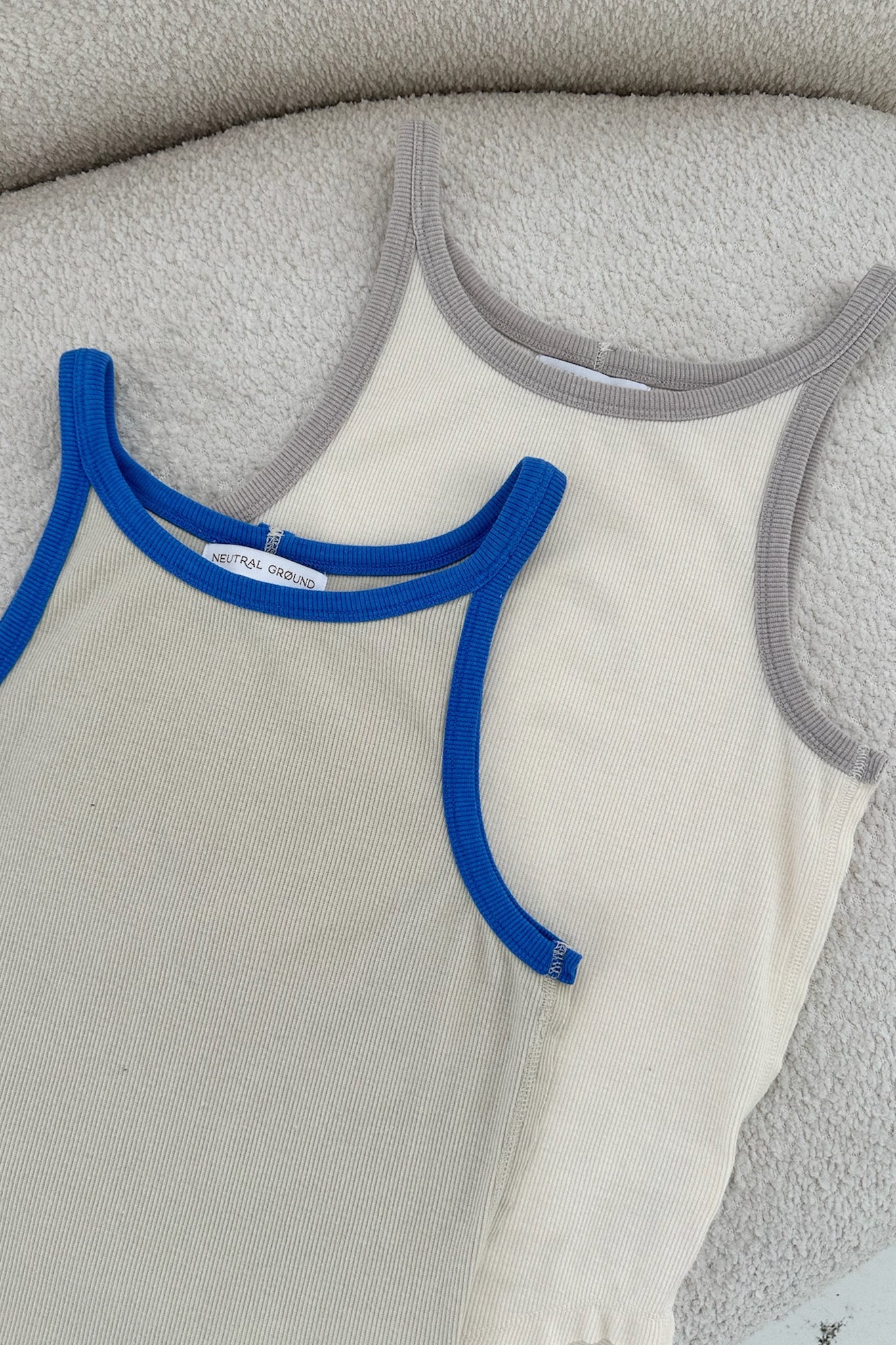 Daydreamer Color Block Tank Top in Blue and Stone - Neutral Ground