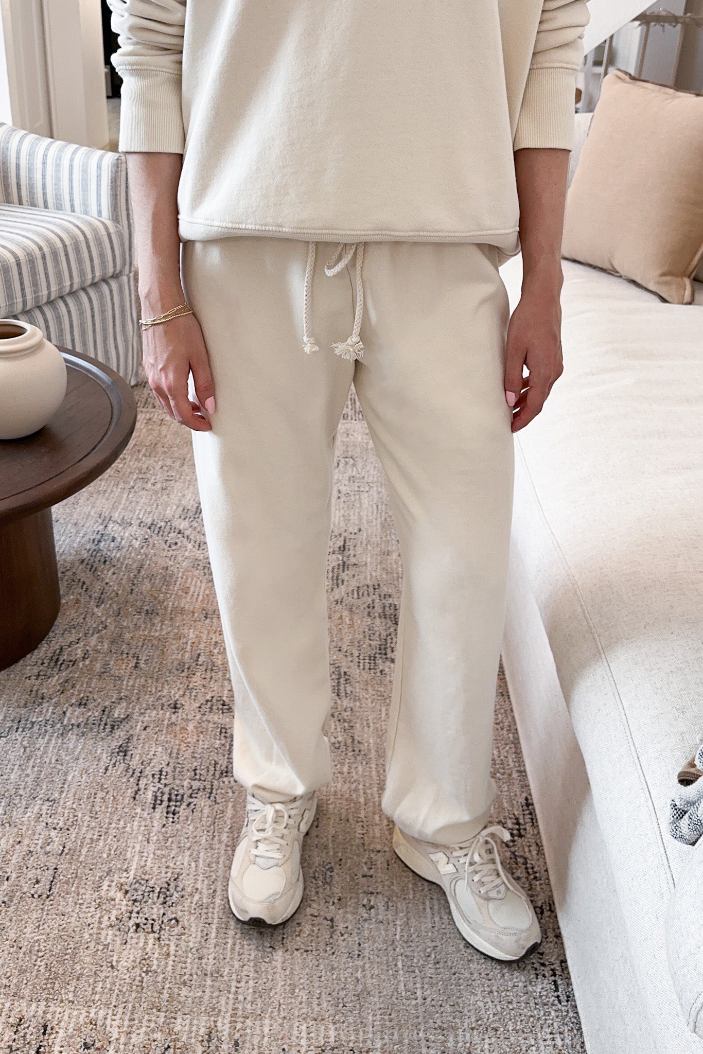 Daydreamer Organic Cotton Joggers in Natural - Neutral Ground