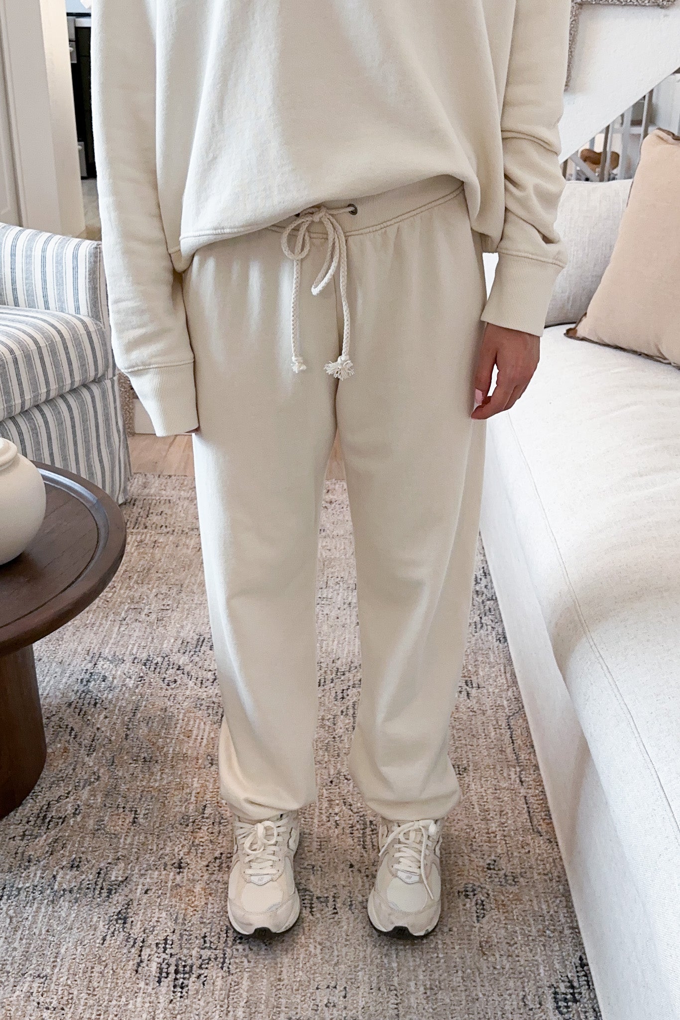 Daydreamer Organic Cotton Joggers in Natural - Neutral Ground