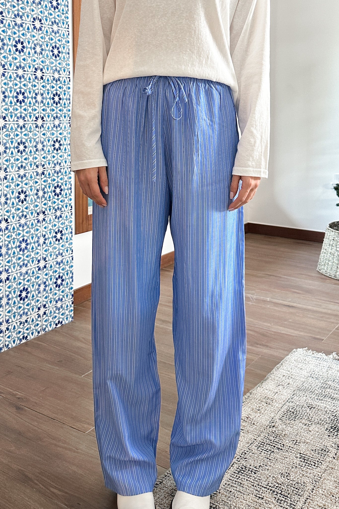 Deck The Halls Cotton Pants in Blue - Neutral Ground