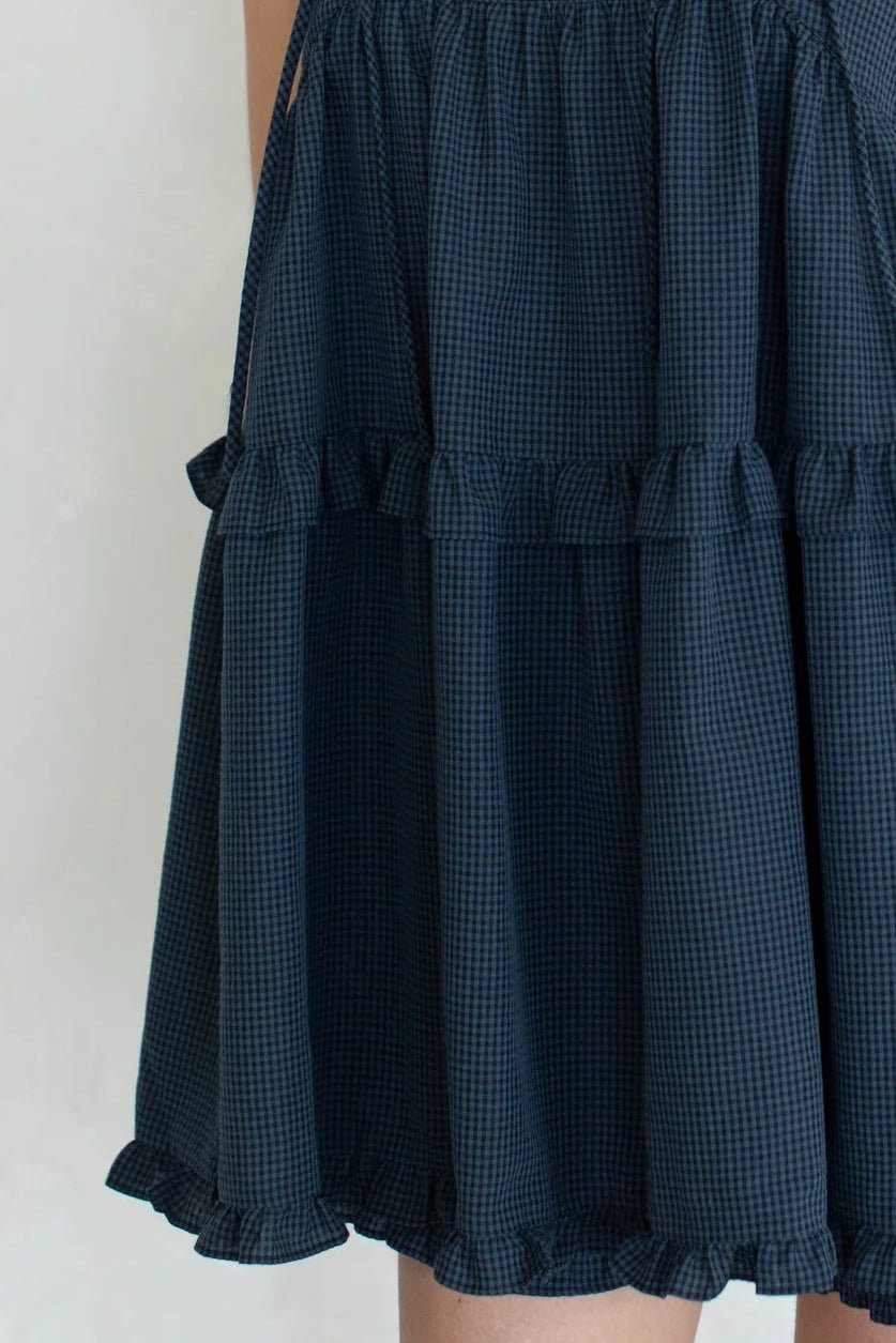 Dolly Gingham Ruffle Trim Tunic - Style Top - Neutral Ground