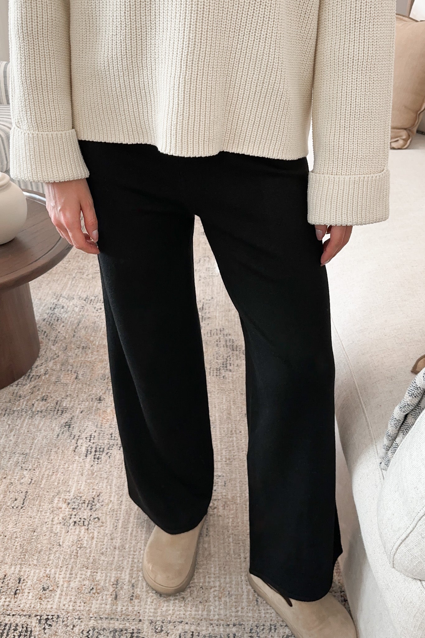 Dunes Straight Leg Sweater Pants in Black - Neutral Ground