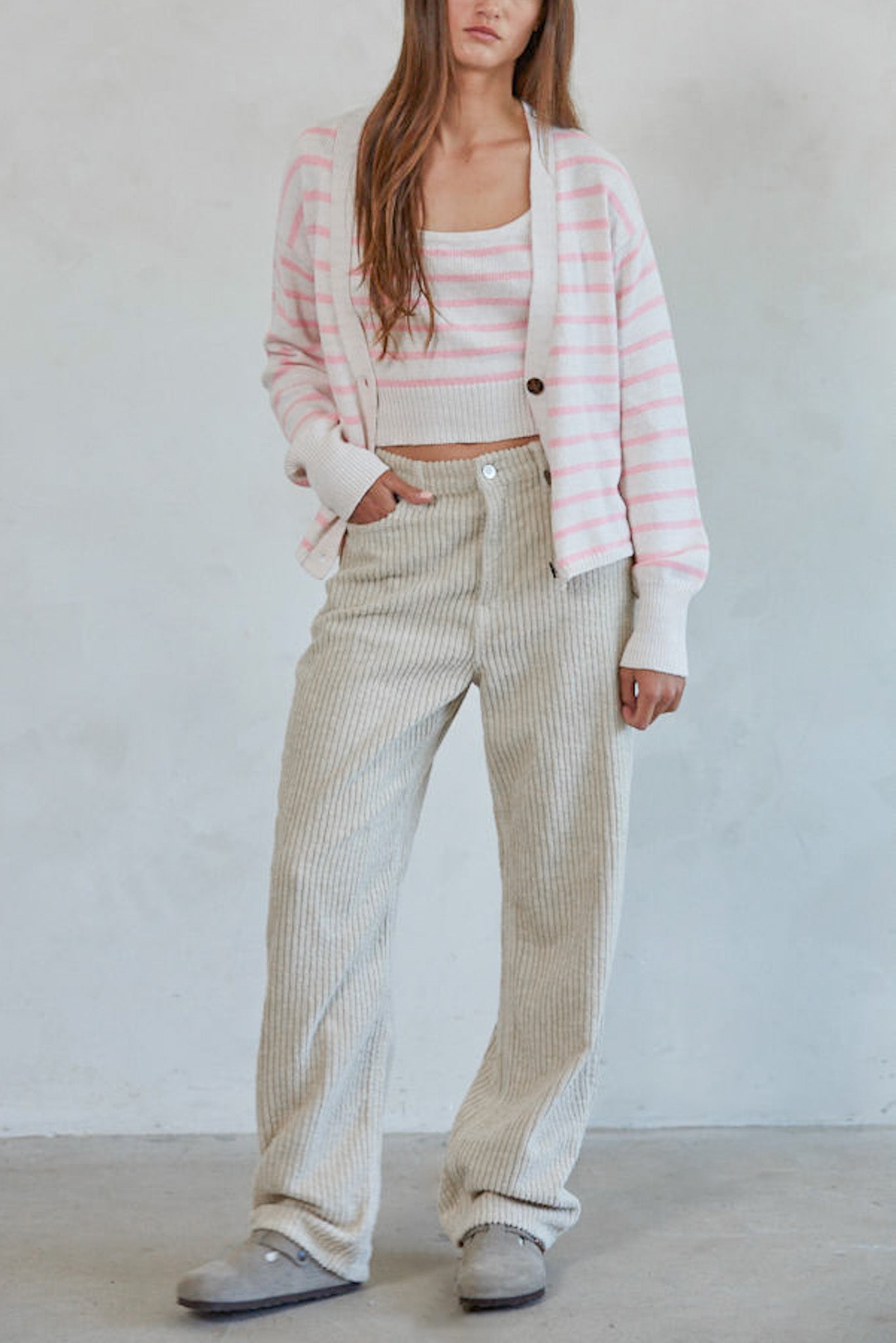 Ella Striped Knit Cardigan - Neutral Ground