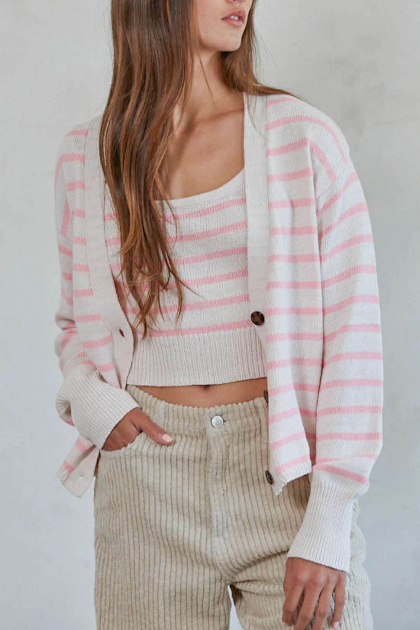 Ella Striped Knit Tank Top - Neutral Ground