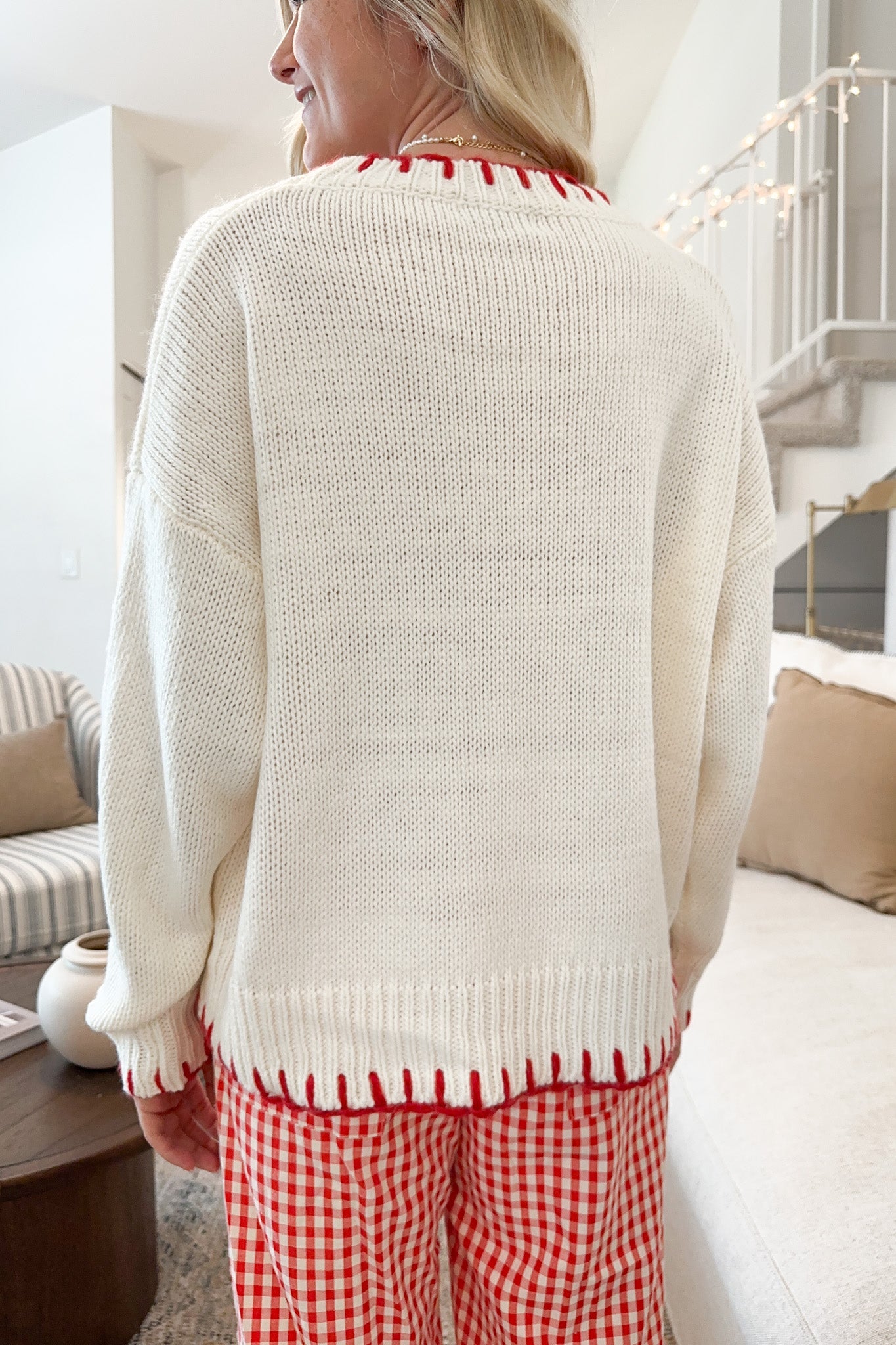 Eloise Giant Ribbon Sweater in Holiday Cream - Neutral Ground